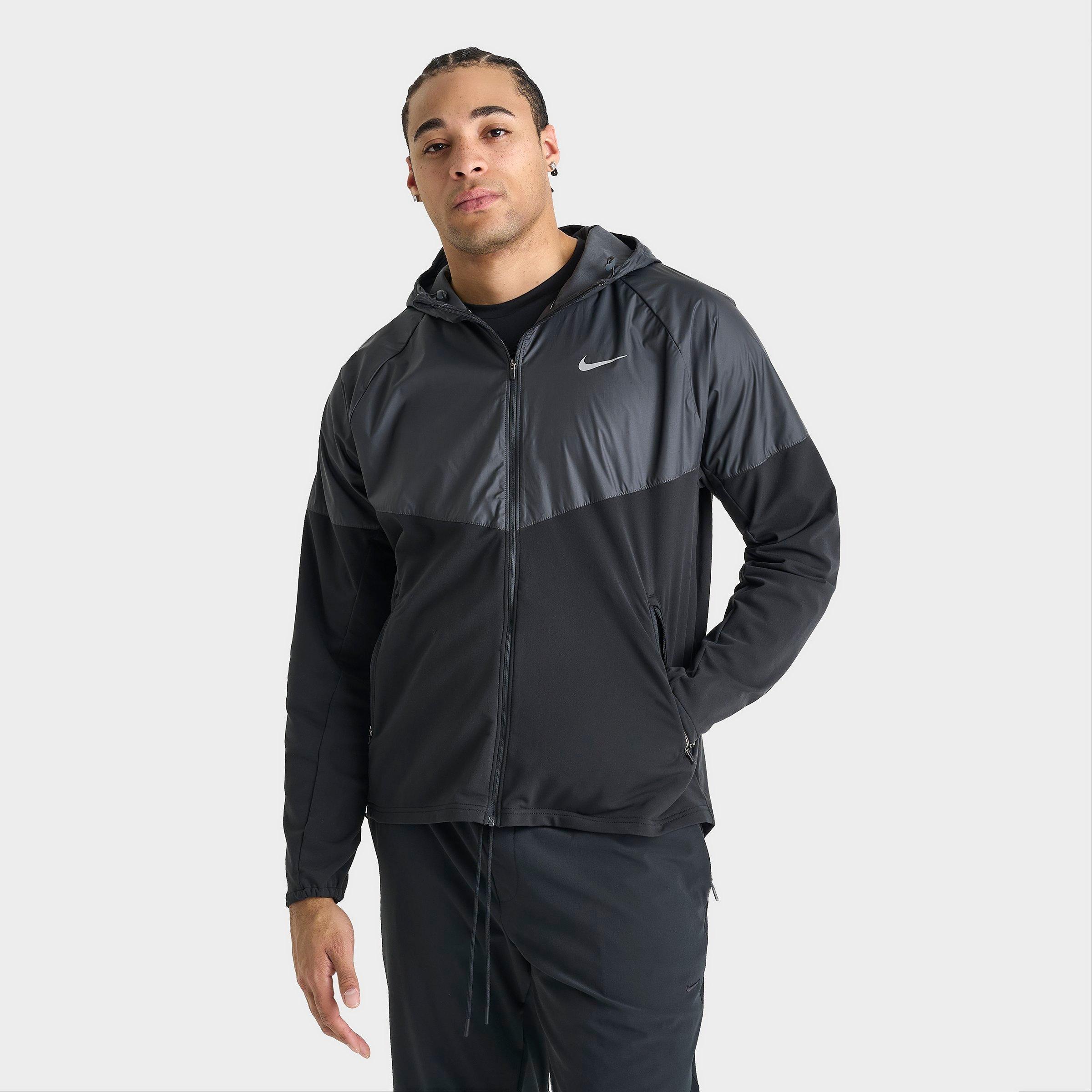 Nike Men's Miler Repel Winterized Running Jacket in Black/Anthracite/Reflective Silver Size: Small