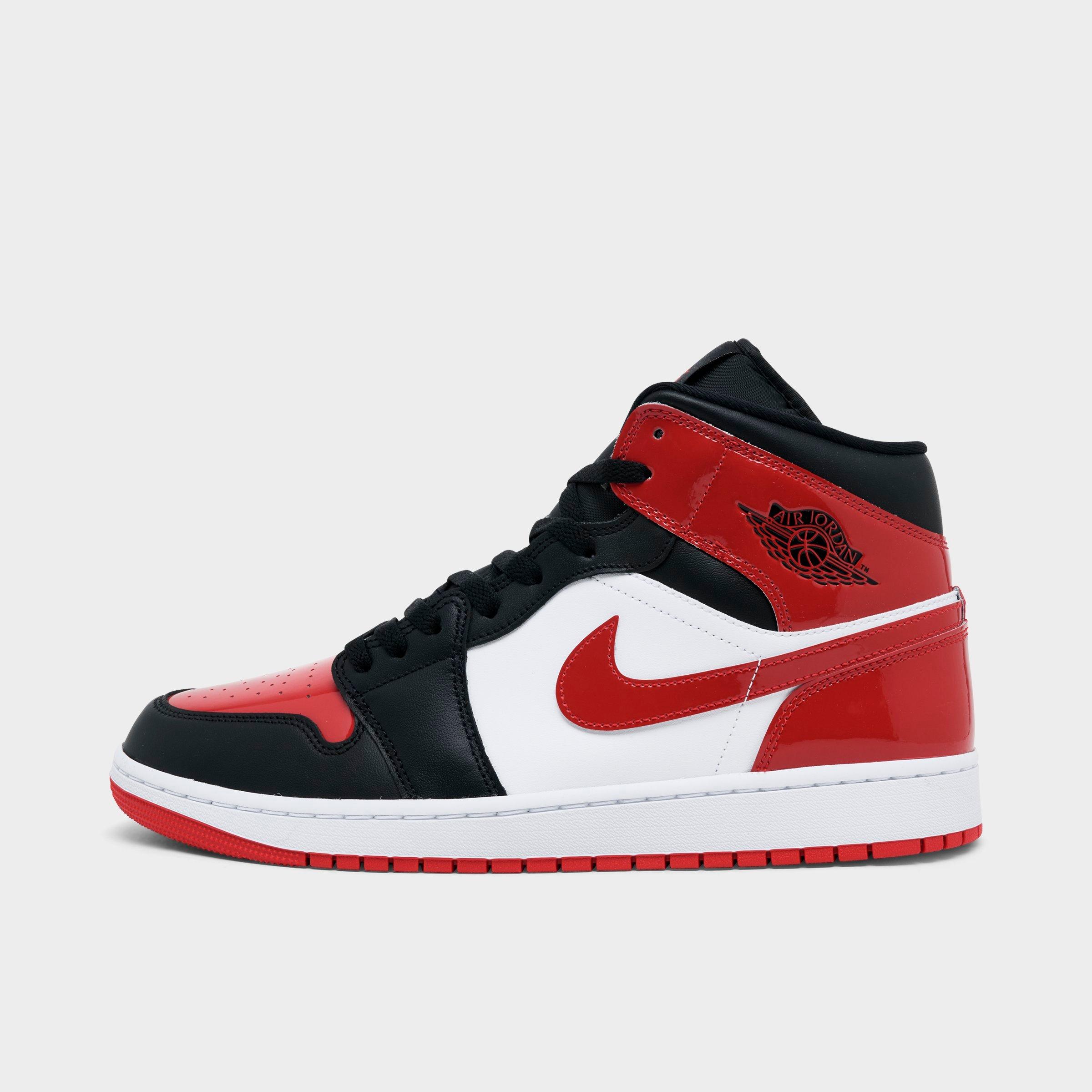 Jordan Men's Air Retro 1 Mid SE Casual Shoes in Black/White/Varsity Red Size: 7.5