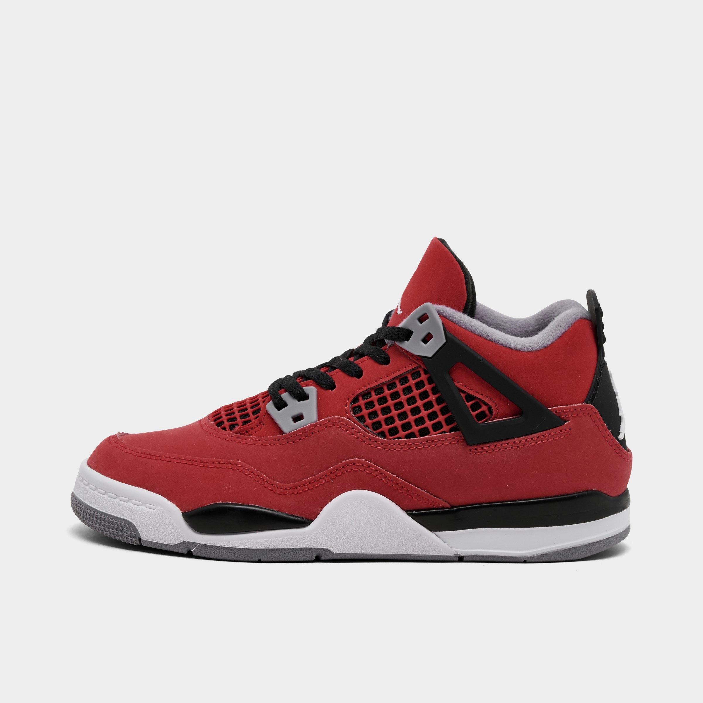 Jordan Little Kids Air Retro 4 Basketball Shoes in Fire Red/White/Black Size: 13.0