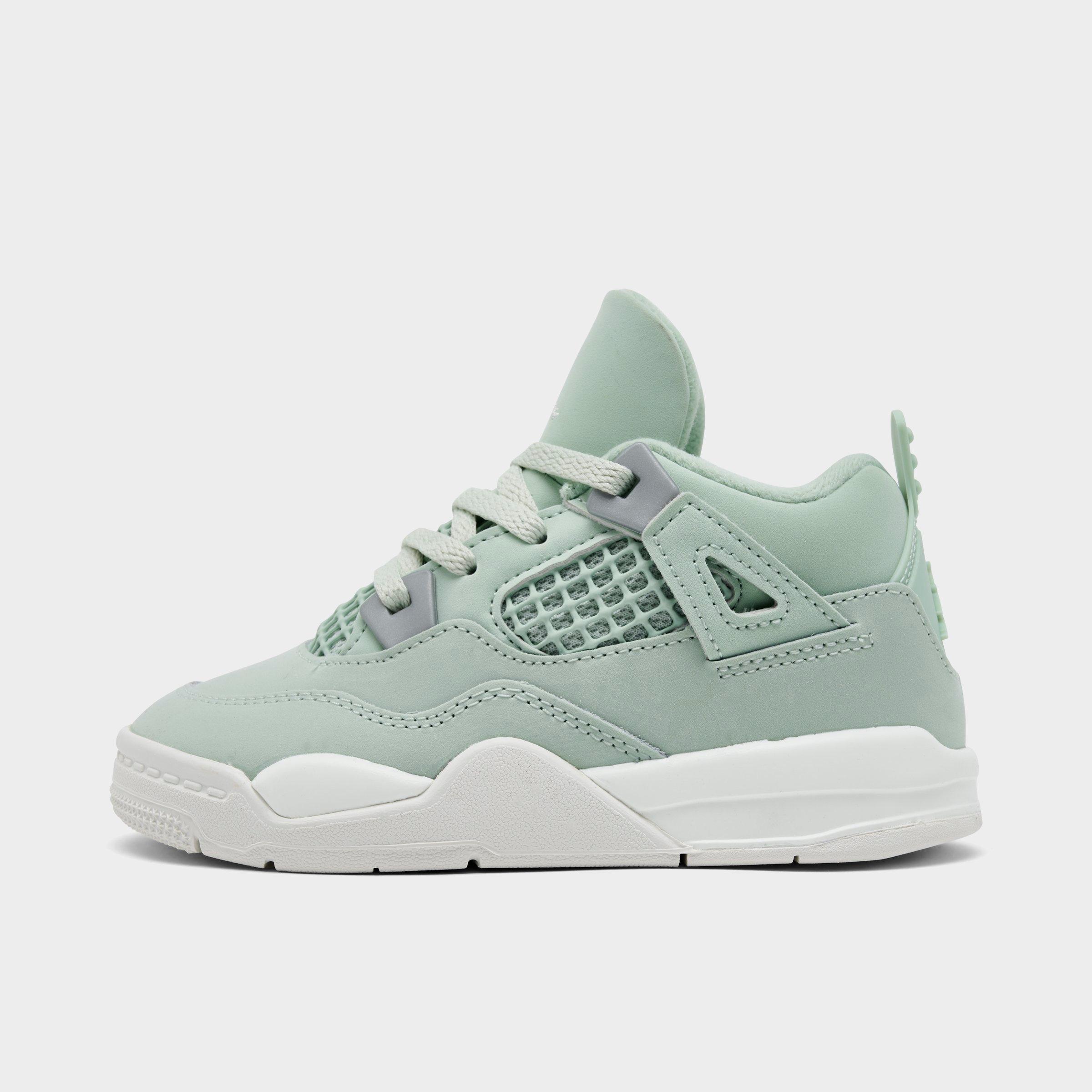 Jordan Kids' Toddler Air Retro 4 Basketball Shoes in Green/Seafoam Size 9 Leather