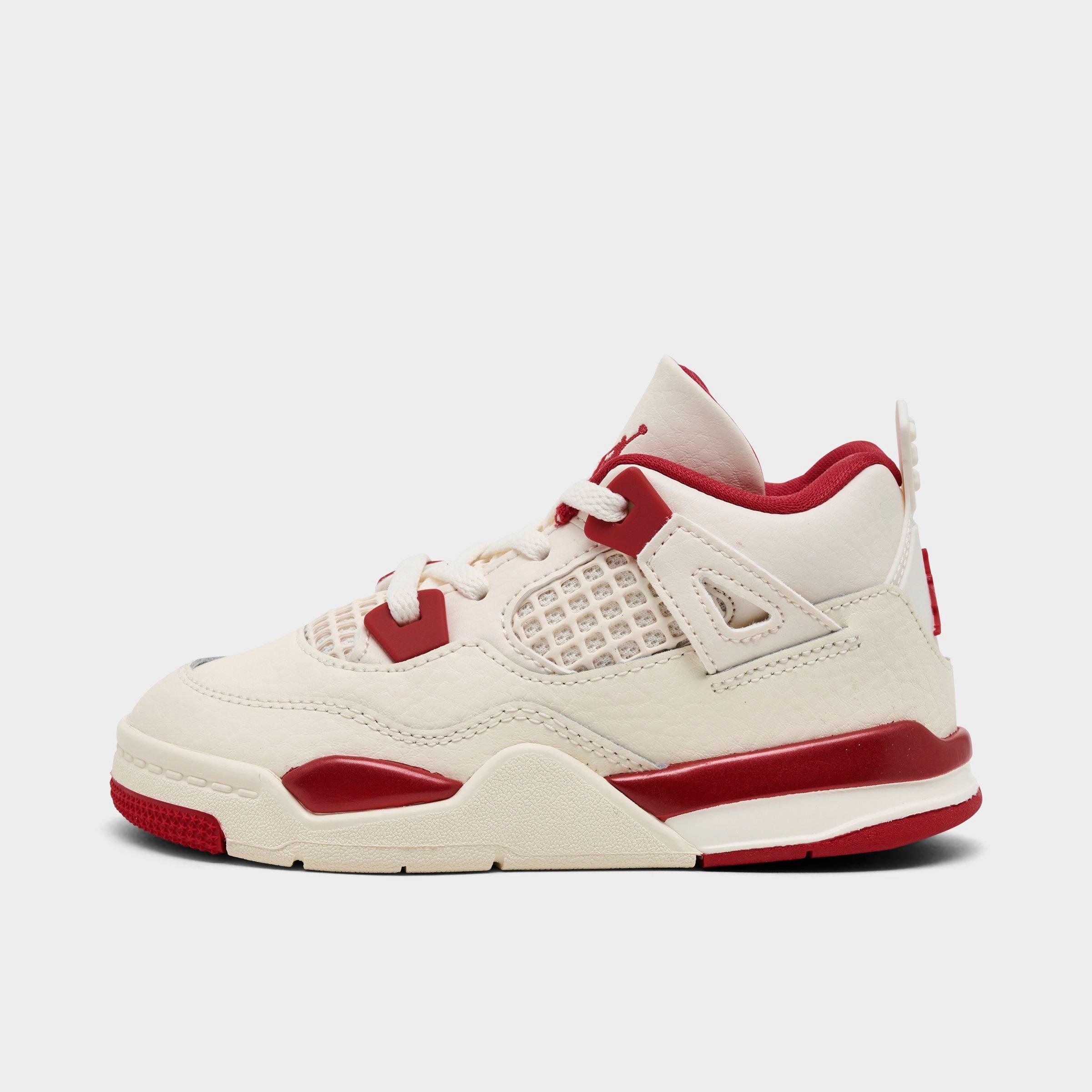 Jordan Kids Toddler Air Retro 4 Basketball Shoes in Pale Ivory/Sierra Red/Tough Red Size: 4.0
