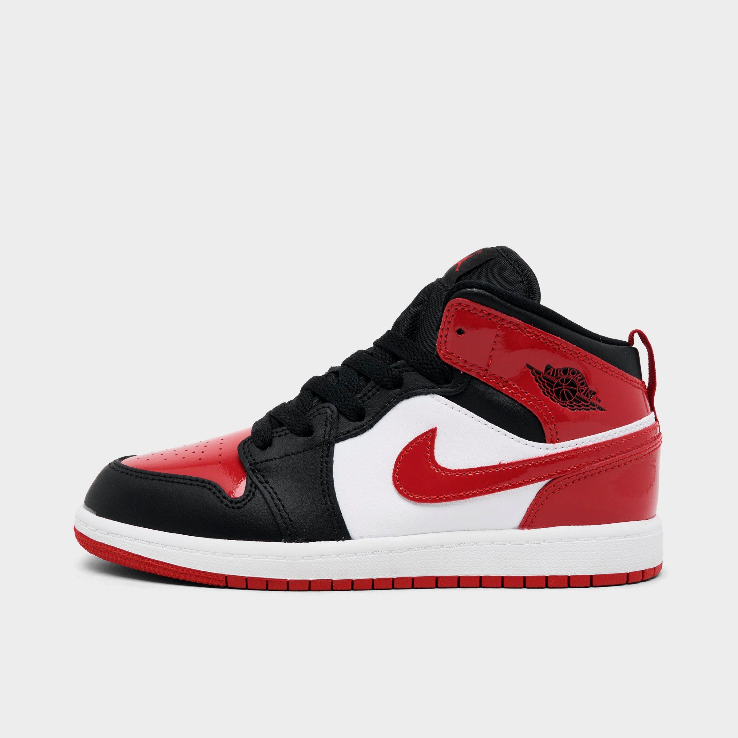 Jordan Little Kids Air Retro 1 Mid SE Casual Shoes in Black/Varsity Red/White Size: 10.5