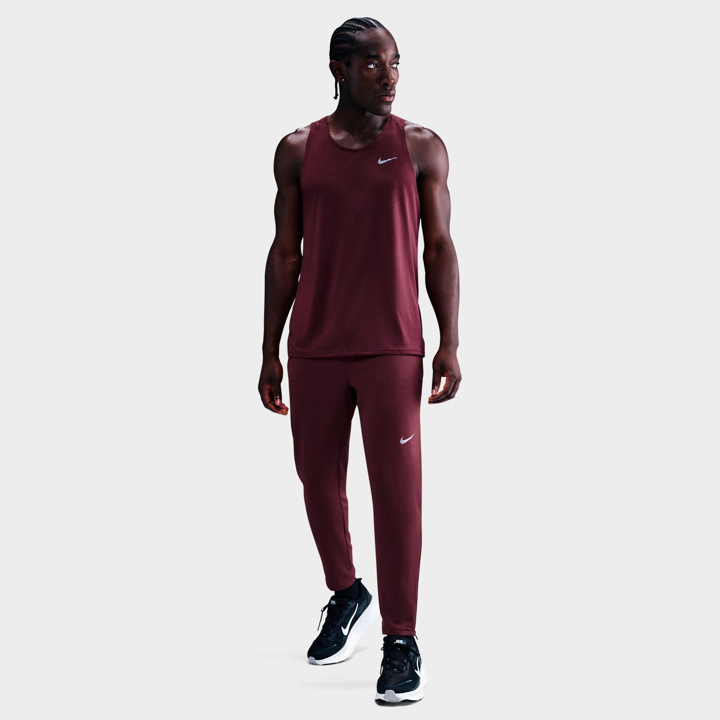Nike Men's Stride Dri-FIT Knit Reflective Running Pants in Burgundy Crush Size: Large