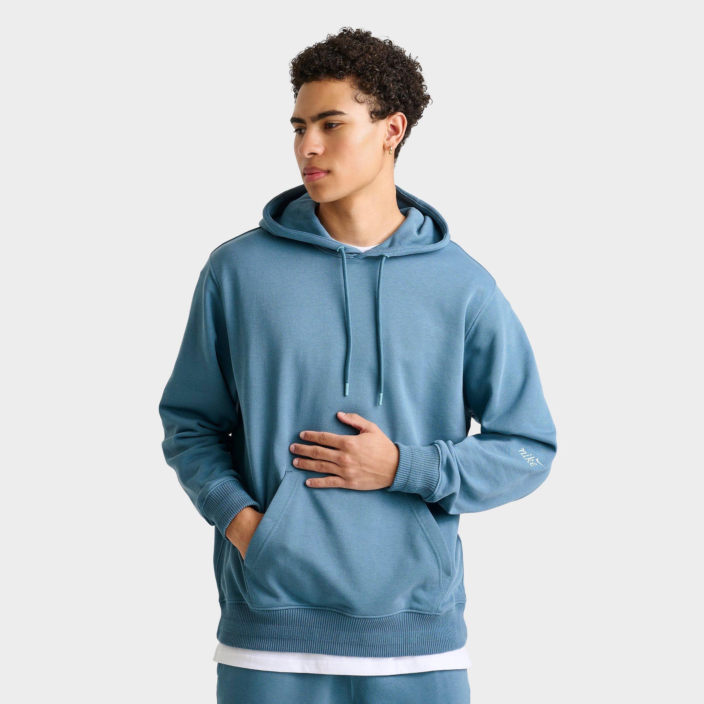 Nike Men's Club Refined Pullover Hoodie in Smokey Blue/Denim Turquoise Size: Small