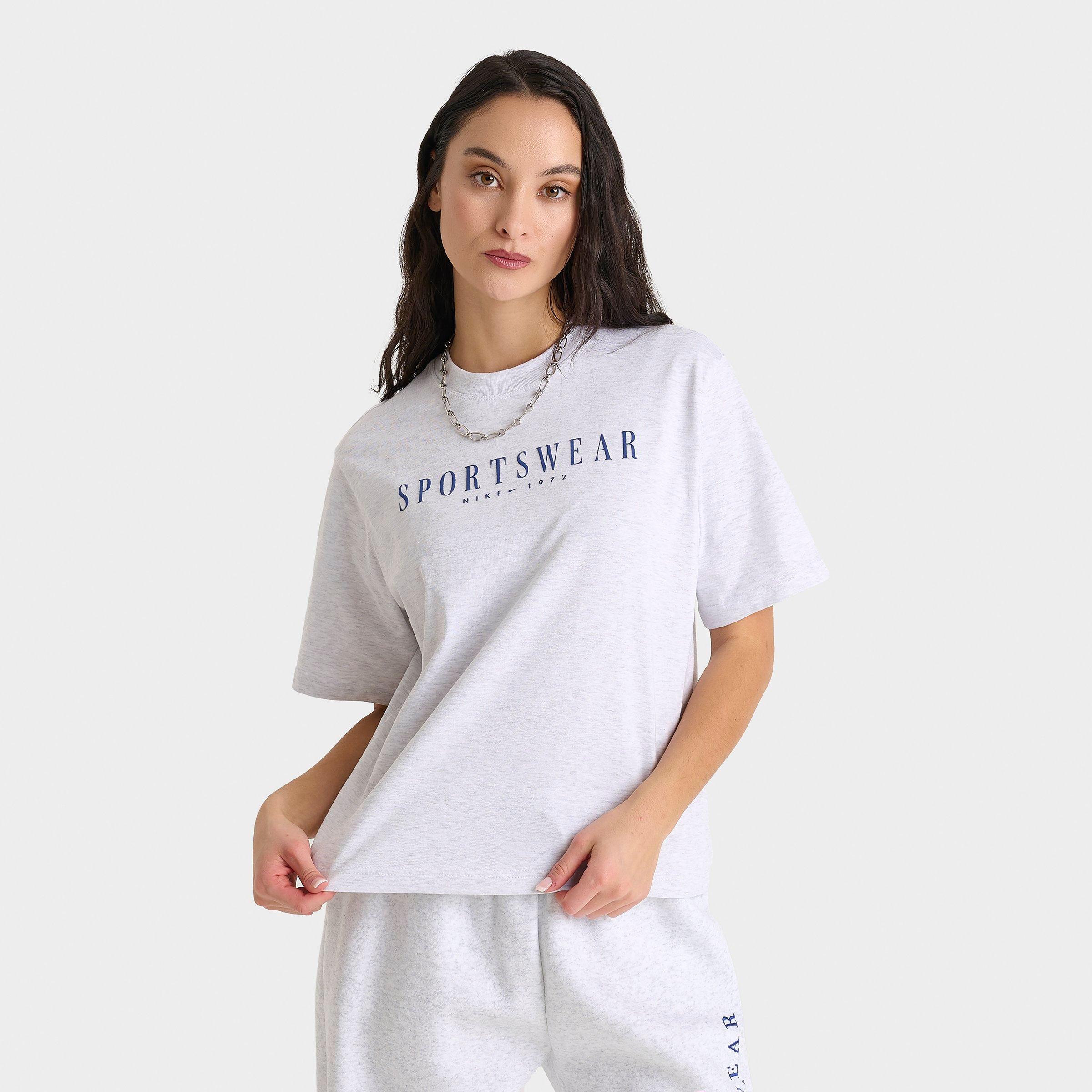 Nike Women's Sportswear Boxy T-Shirt in Grey/Birch Heather Size XS 100% Cotton