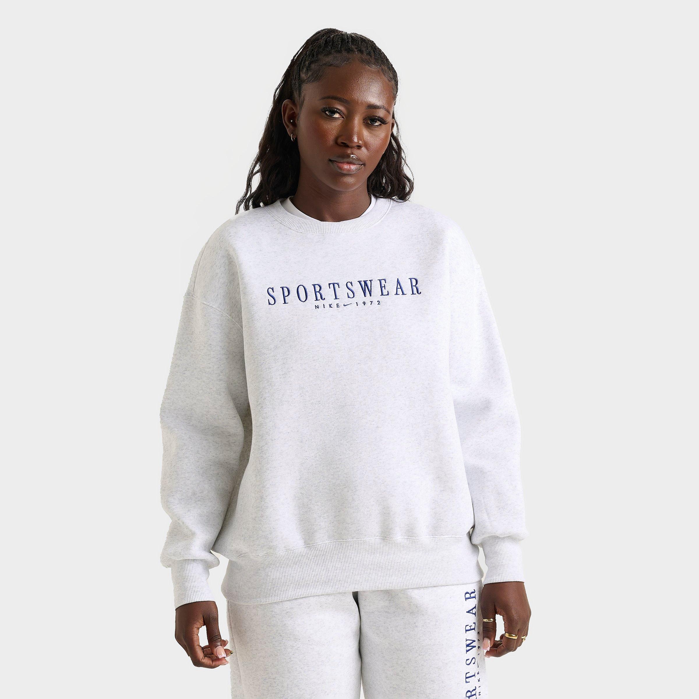 Nike Women's Sportswear Phoenix Fleece Oversized Crewneck Sweatshirt In Birch Heather/deep Royal Blue