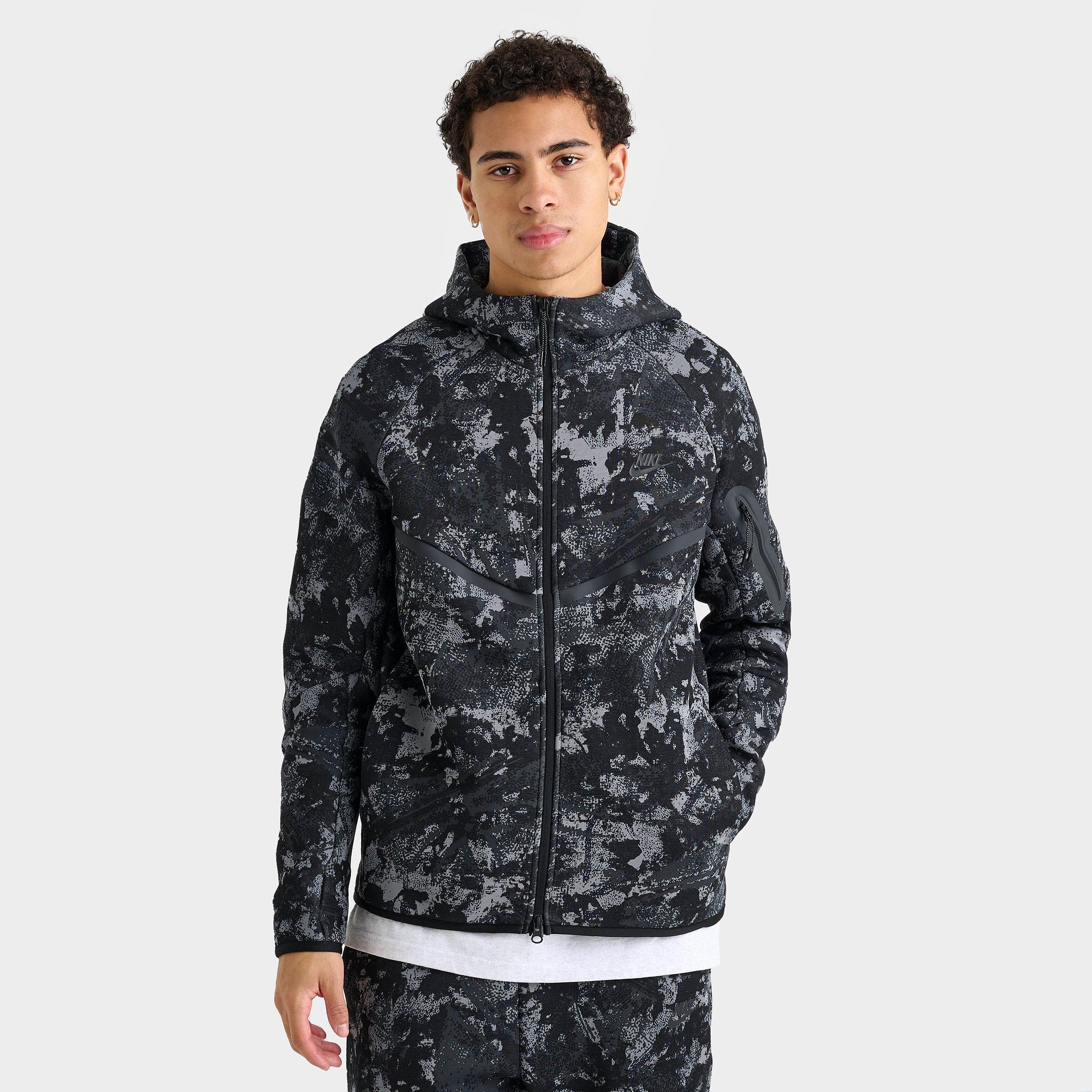 Nike Men's Tech Fleece Camo Windrunner Full-Zip Hoodie in Grey/Smoke Grey Size XL Cotton/Polyester/Fleece