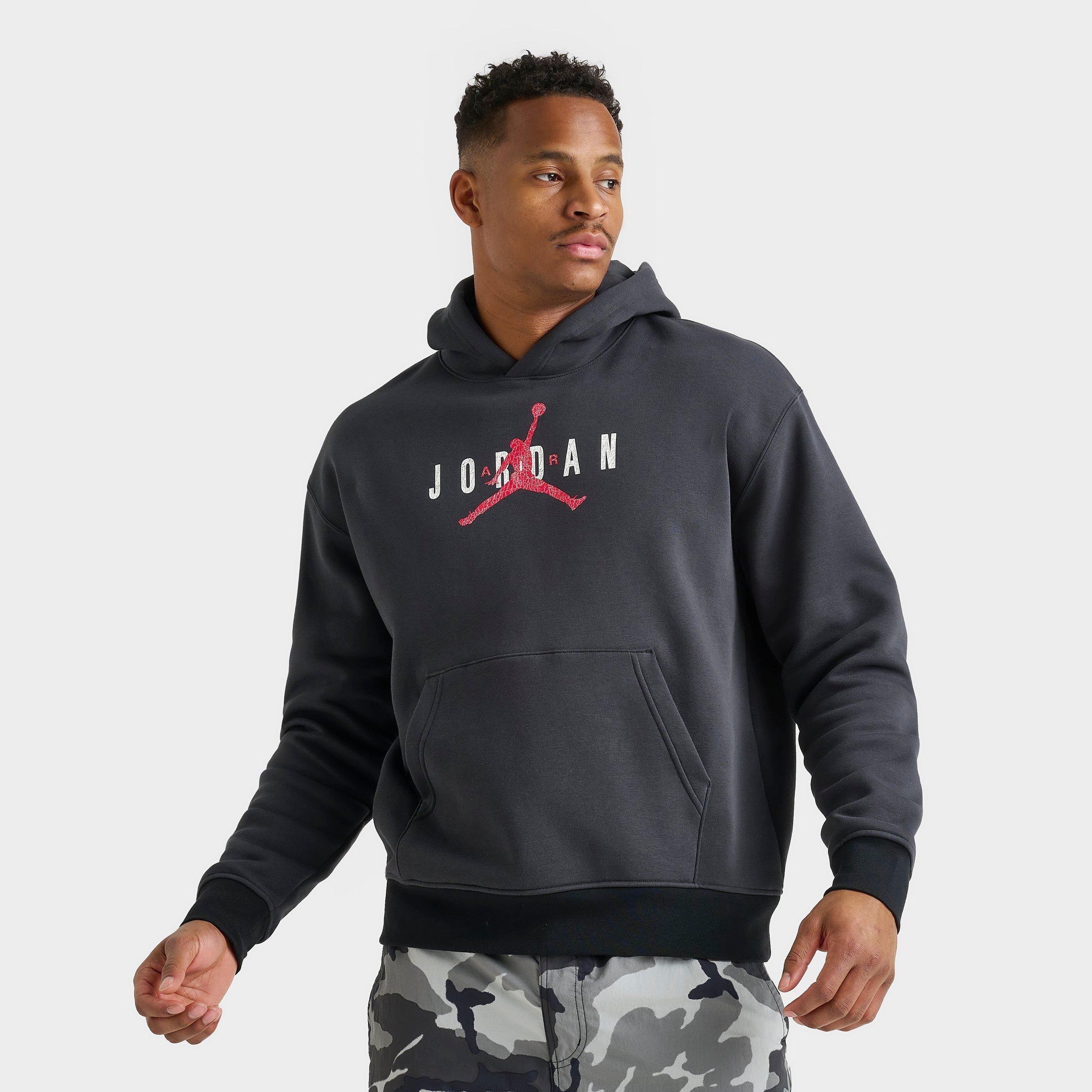 Jordan Men's Brooklyn Fleece Jumpman Logo Pullover Hoodie in Black/Off Noir Size 3XL Cotton/Polyester/Fleece