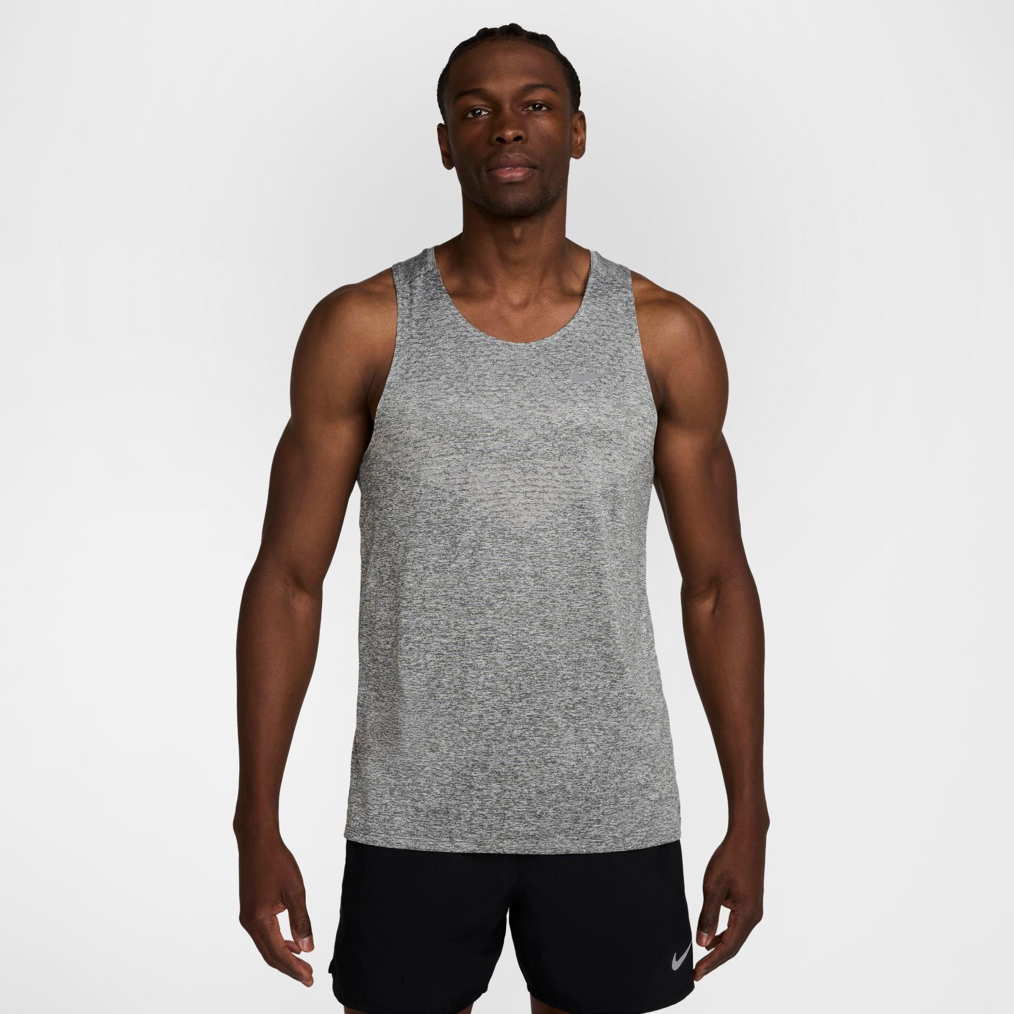 Nike Men's Stride Dri-FIT ADV Running Tank in Grey/Smoke Grey Size 2XL 100% Polyester/Knit/Fiber