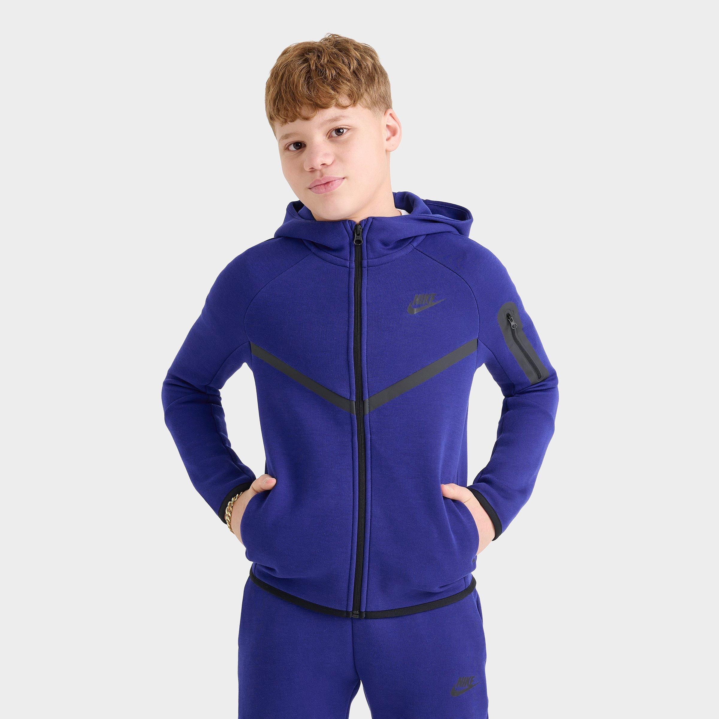 Nike Boys Big Kids Sportswear Tech Fleece Full-Zip Hoodie in Royal Blue Size: Small