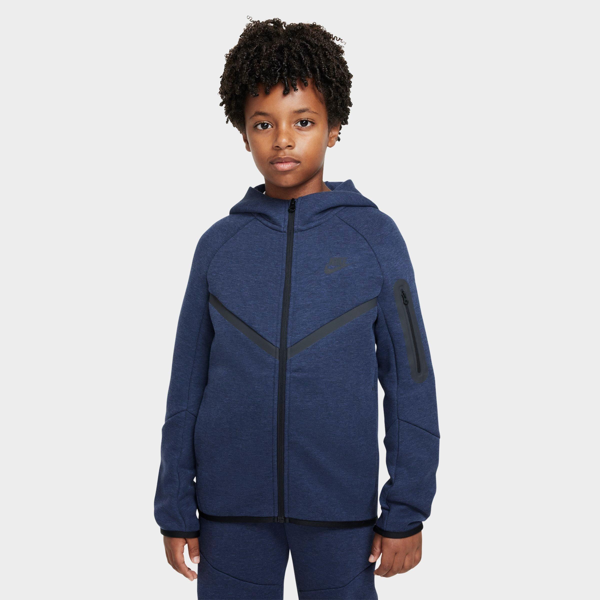 Nike Boys Big Kids Sportswear Tech Fleece Full-Zip Hoodie in Obsidian Heather/Black Size: XS