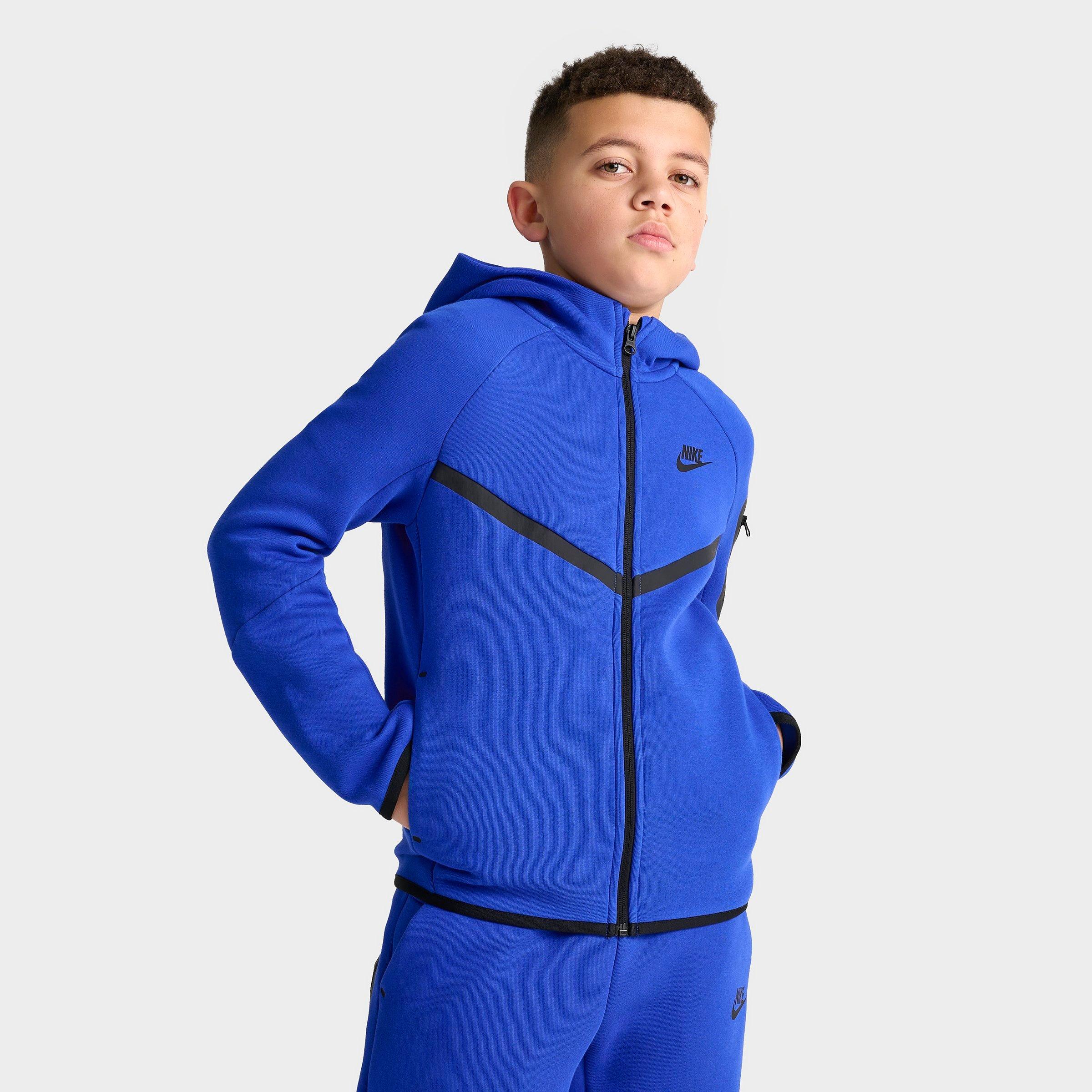 Nike Boys' Sportswear Tech Fleece Full-Zip Hoodie in Blue/Game Royal Size XL Cotton/Polyester/Fleece