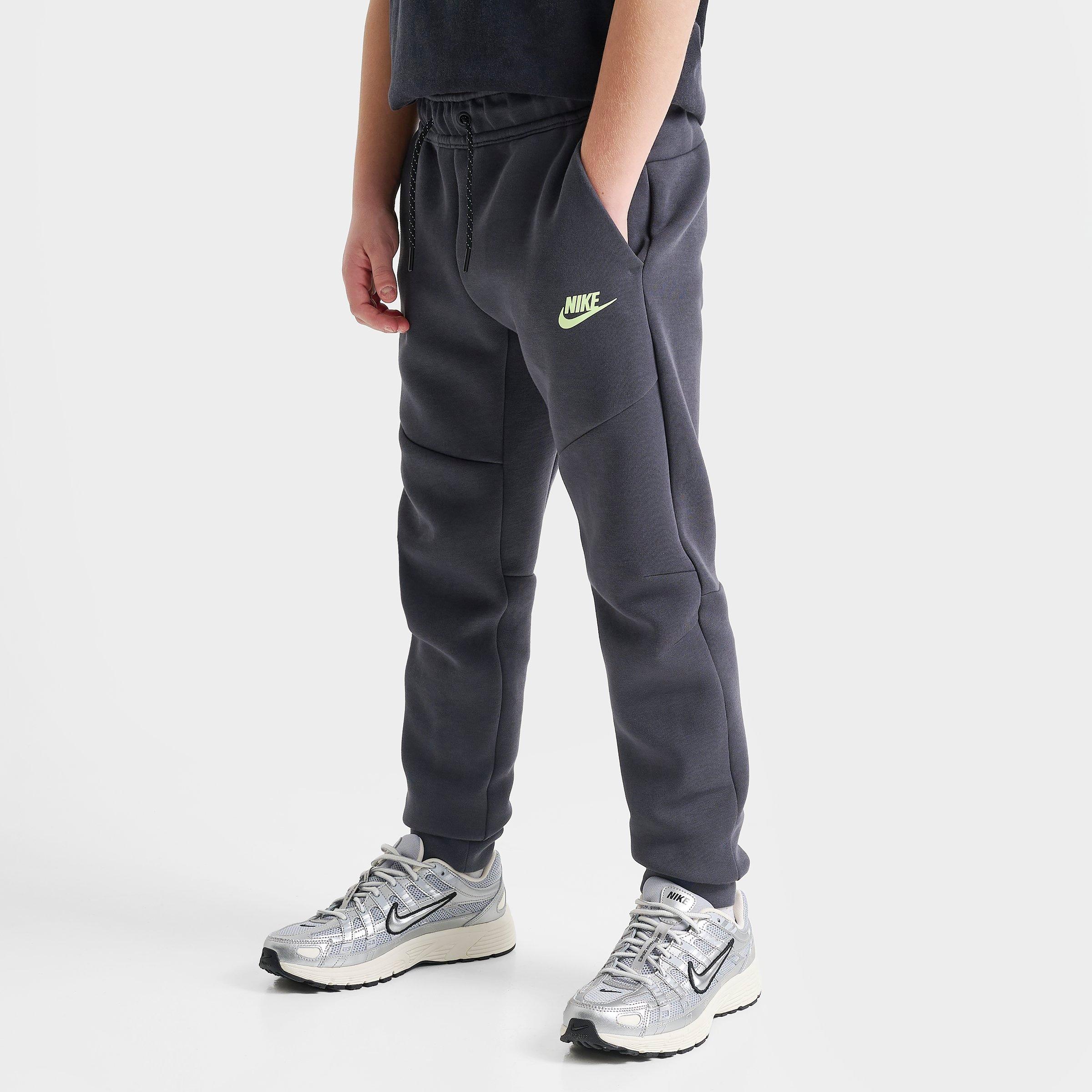Nike Big Kids Sportswear Tech Fleece Reflective Jogger Pants in Anthracite/Black/Light Liquid Lime Size: XL