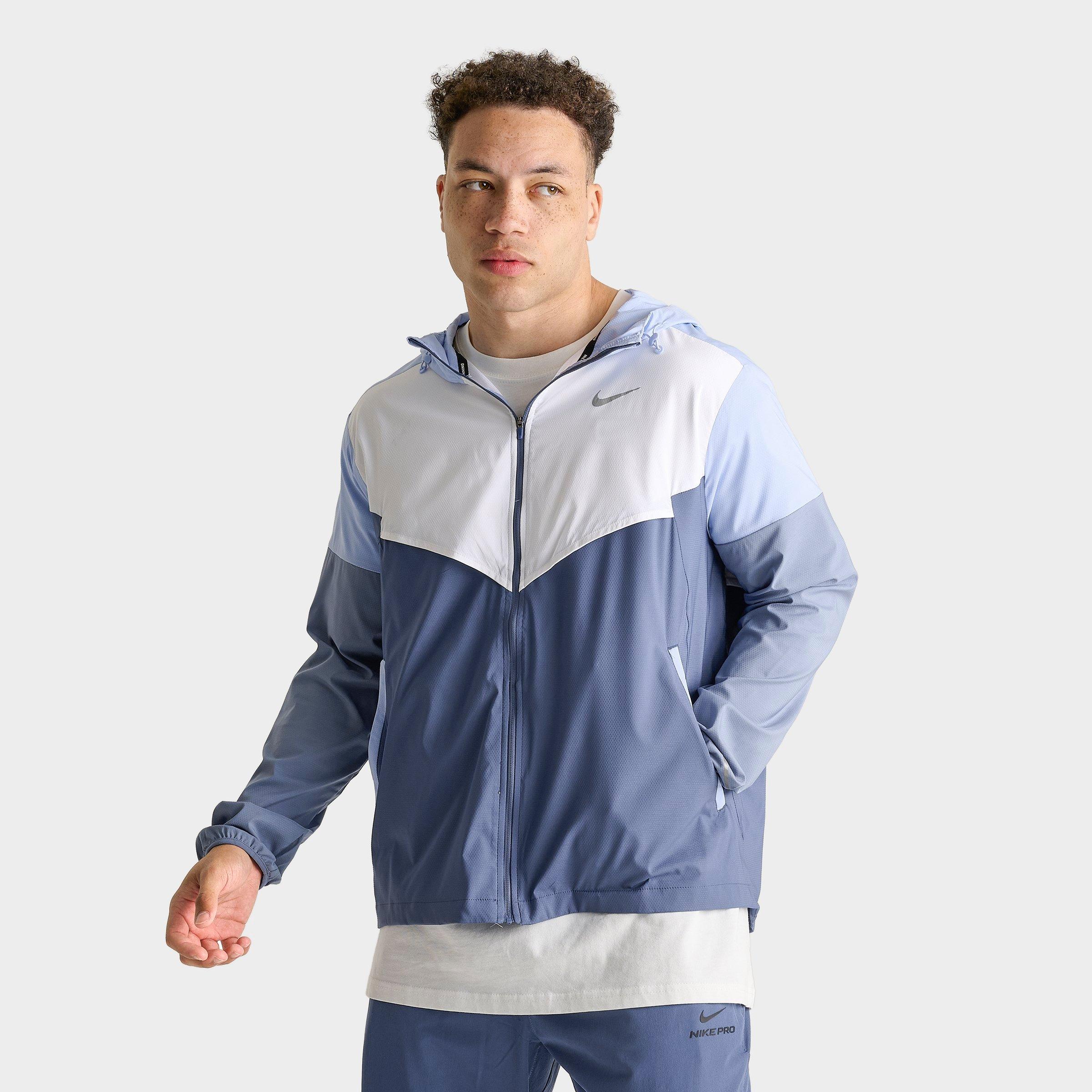Nike Men's Impossibly Light Windrunner Running Jacket in White/Diffused Blue Size: Small