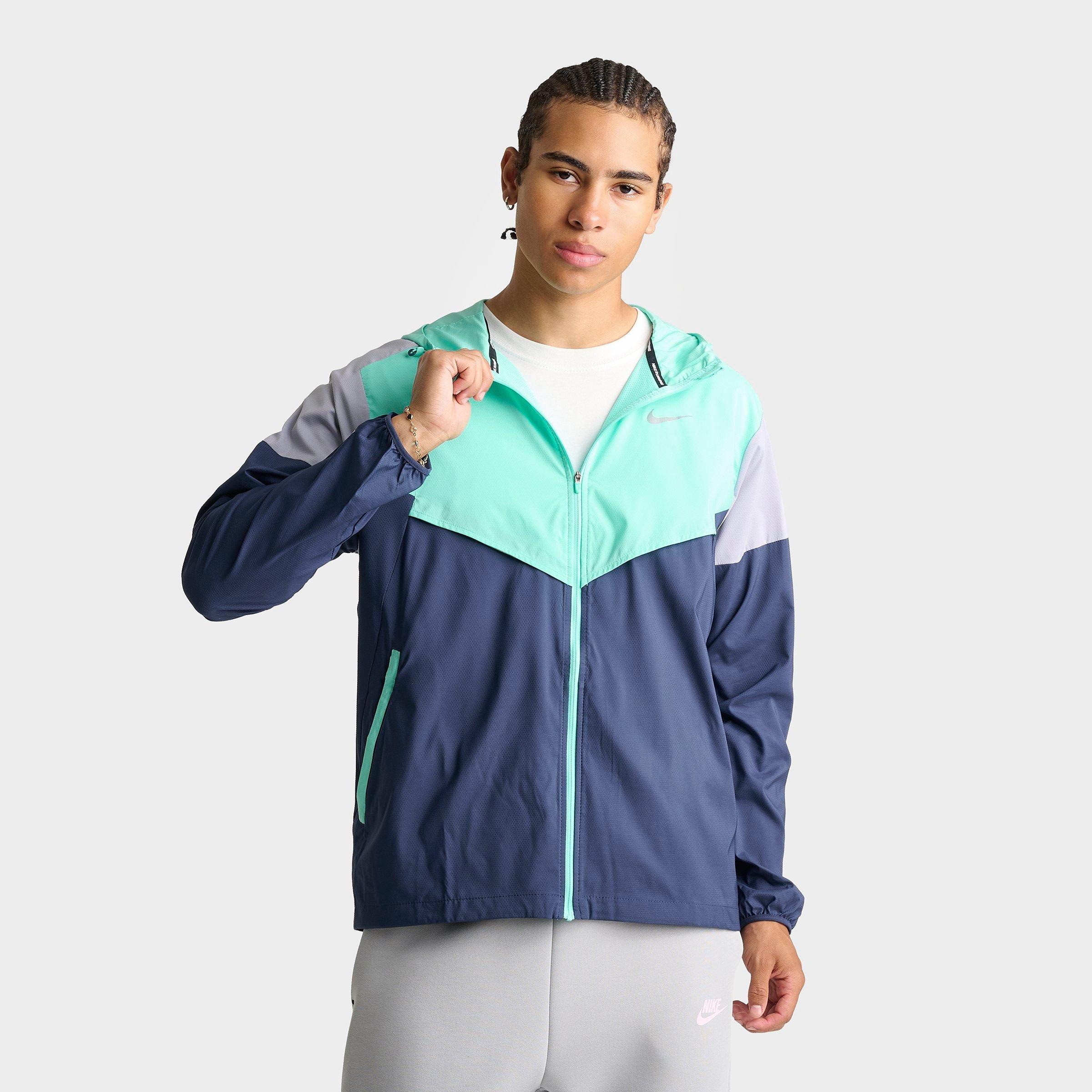 Nike Men's Impossibly Light Windrunner Running Jacket in Midnight Navy/Hyper Turquoise/Wolf Grey Size: Small