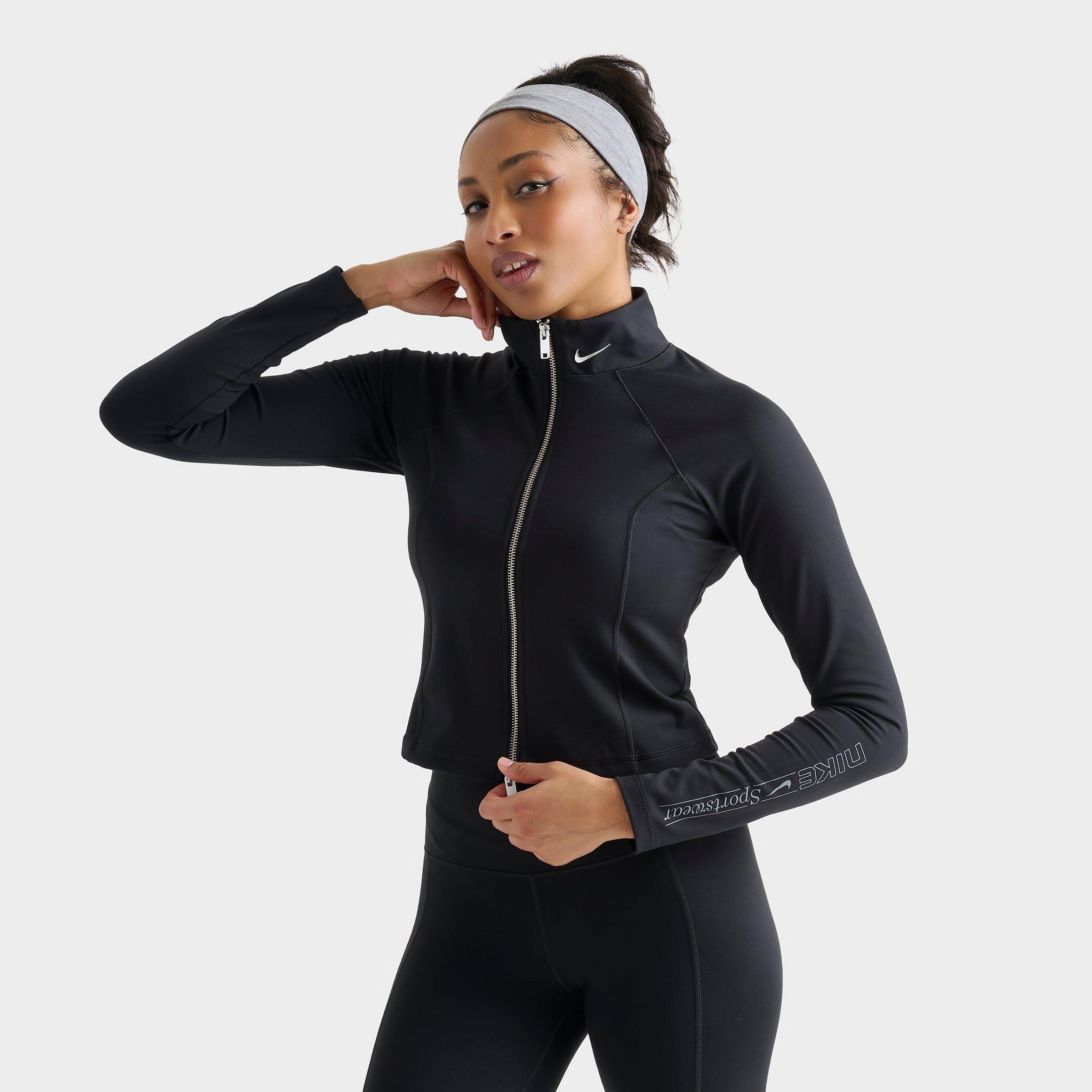 Nike Women's Sportswear Gym Life Full-Zip Jacket in Black/Black Size Small Polyester/Spandex/Knit