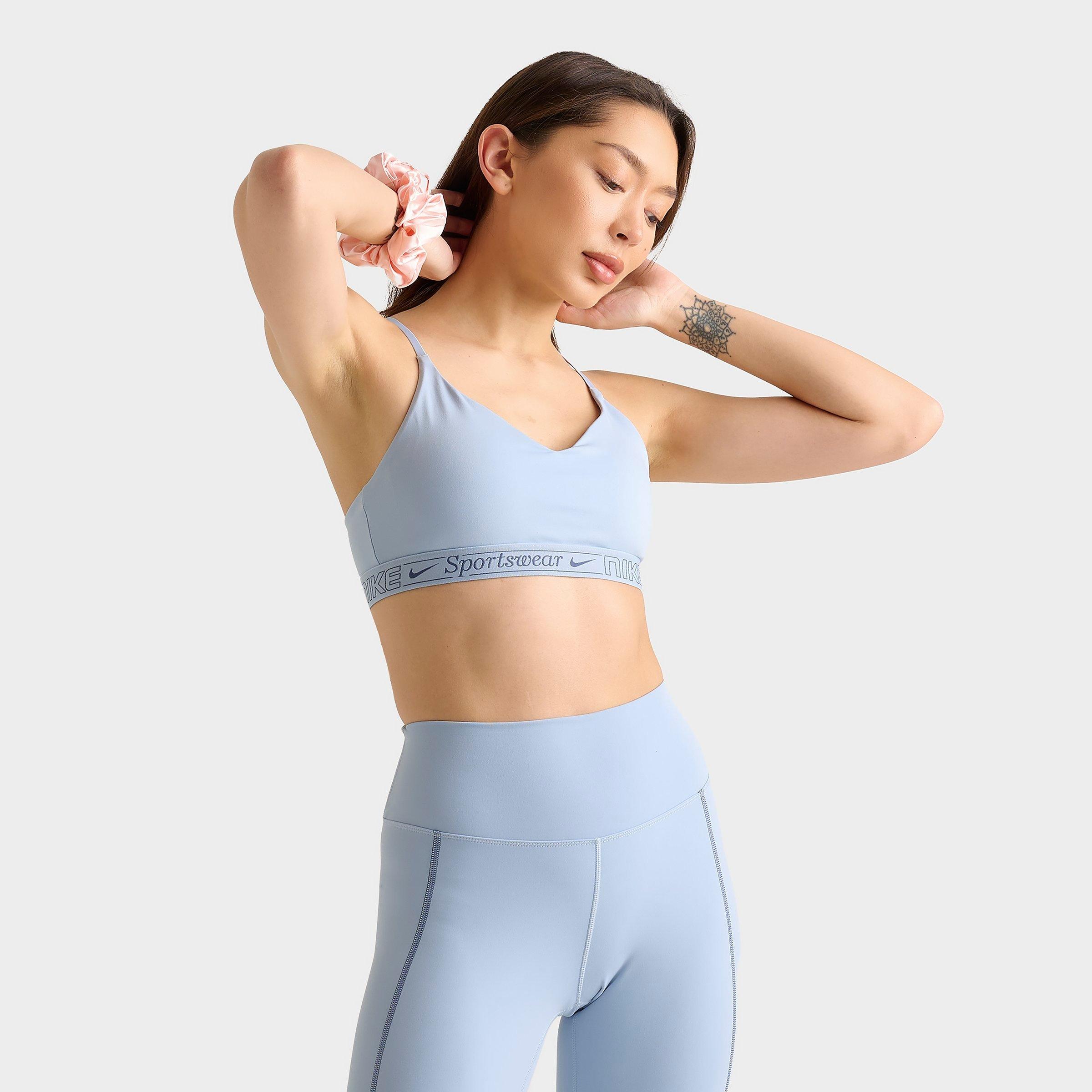 Nike Women's Indy Light-Support Sports Bra in Blue/Armory Blue Size XL Polyester/Spandex/Jacquard