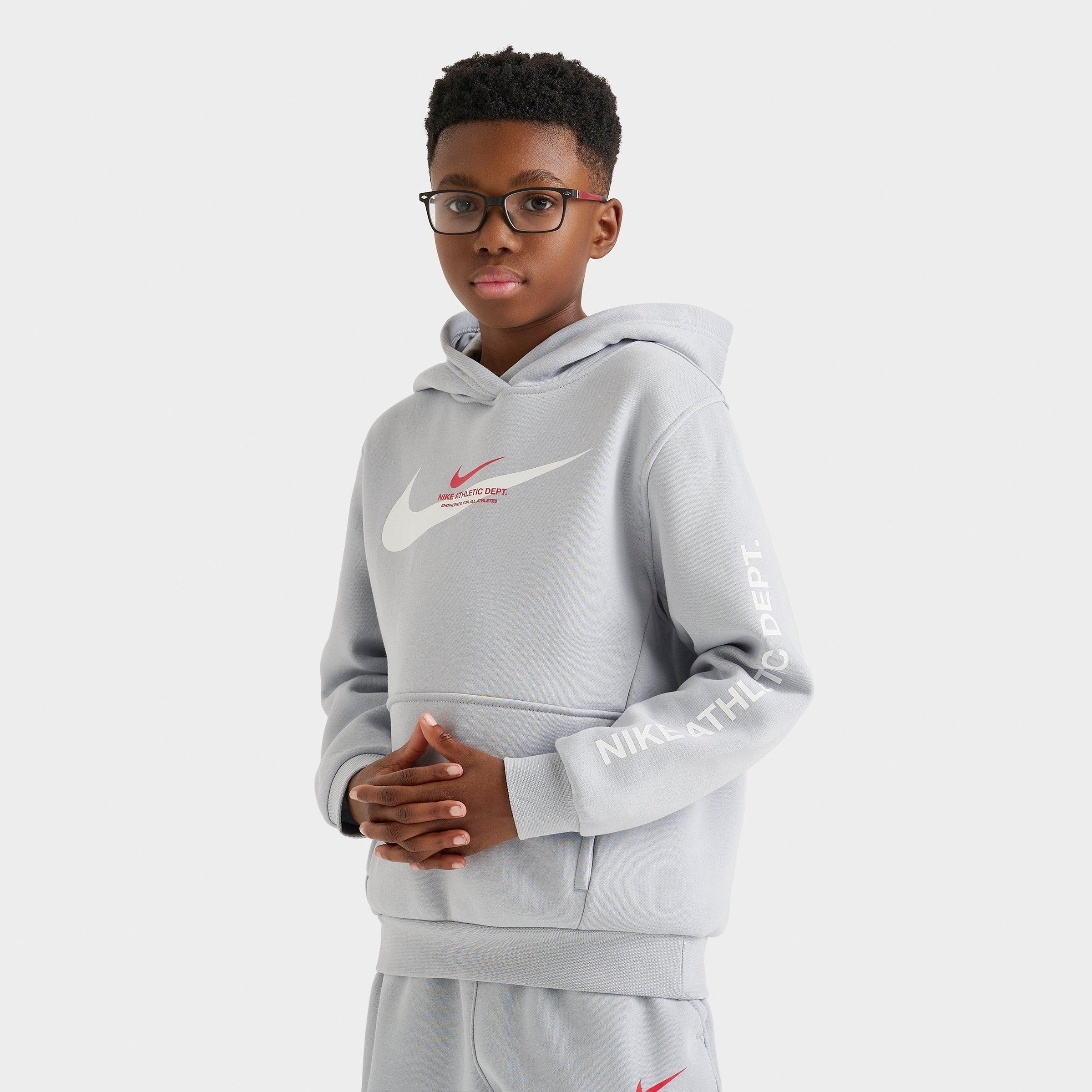 Nike Kids' Sportswear Fleece Pullover Hoodie in Grey/Wolf Grey Size Medium Cotton/Polyester/Fleece