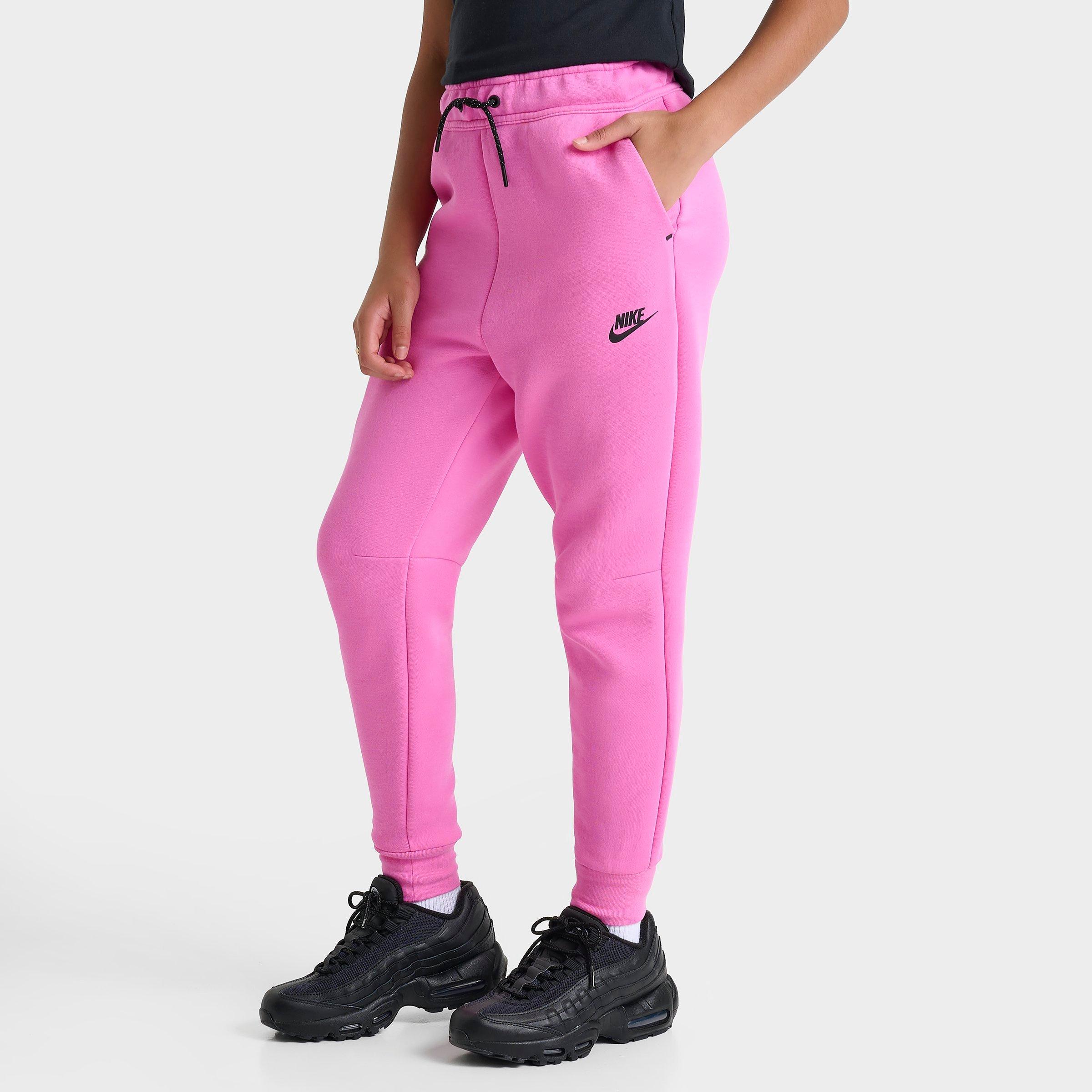 Nike Kids Girls' Sportswear Tech Fleece Jogger Pants in Playful Pink/Black Size: Small