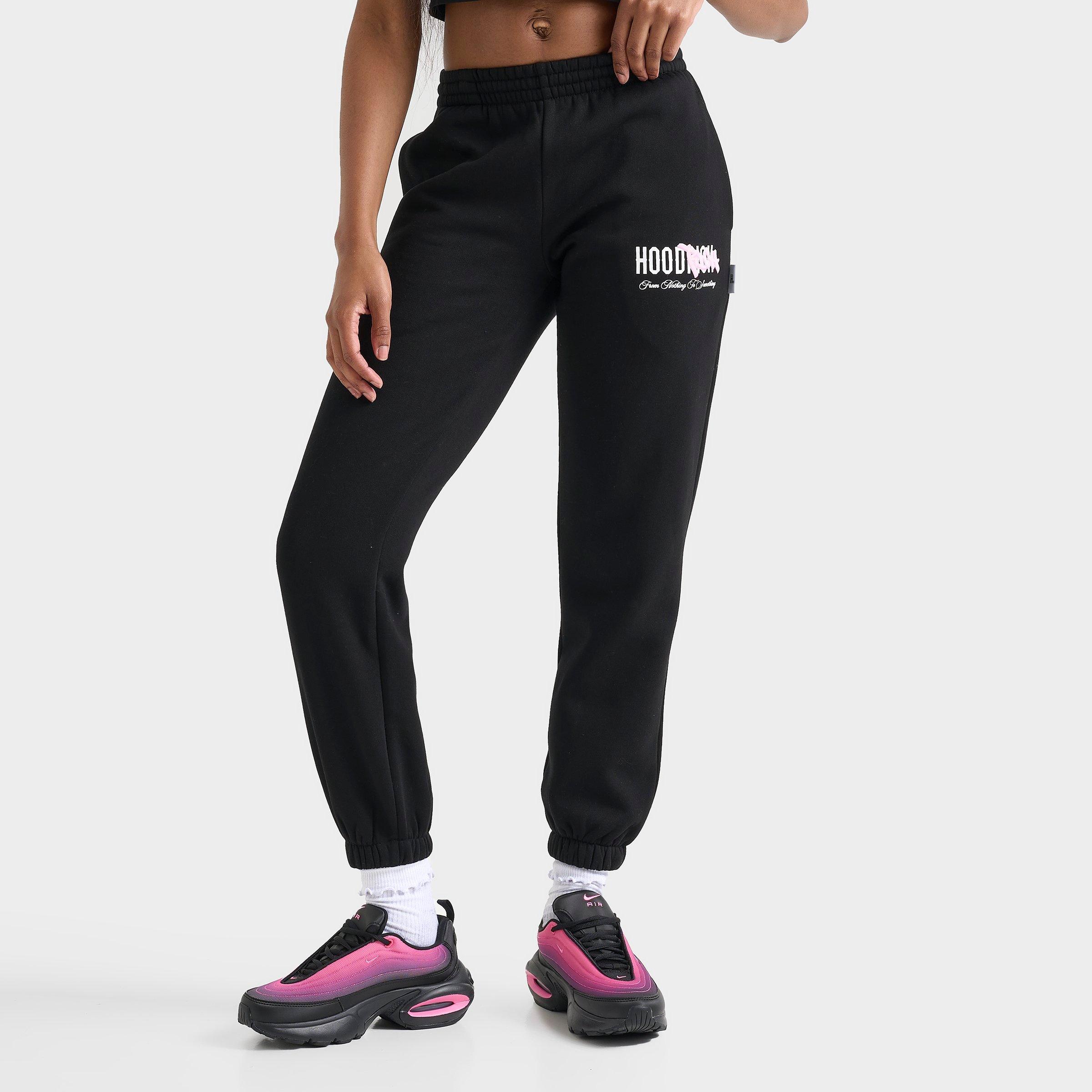 Hoodrich Women's Urban Graphic Jogger Pants in Black/Black Size Large Cotton/Polyester/Fleece