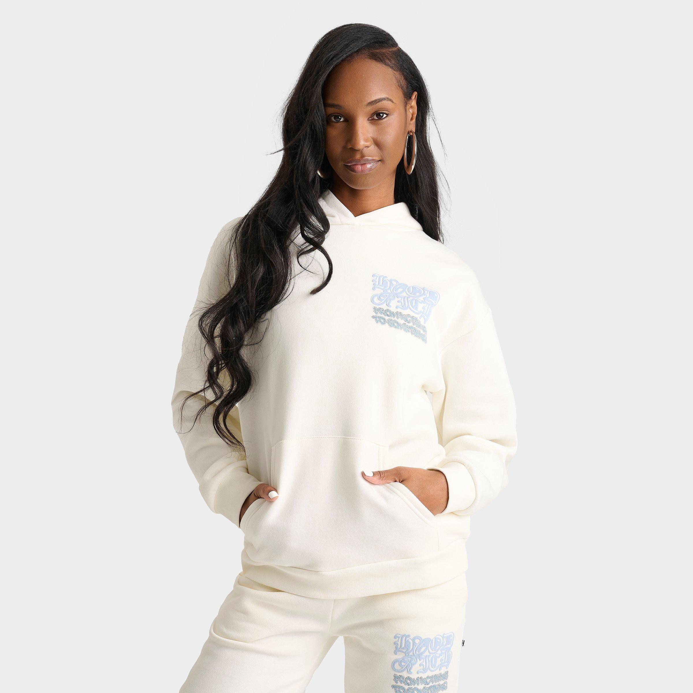 Hoodrich Women's Jewel Oversized Hoodie in Off-White/Cream Size Medium