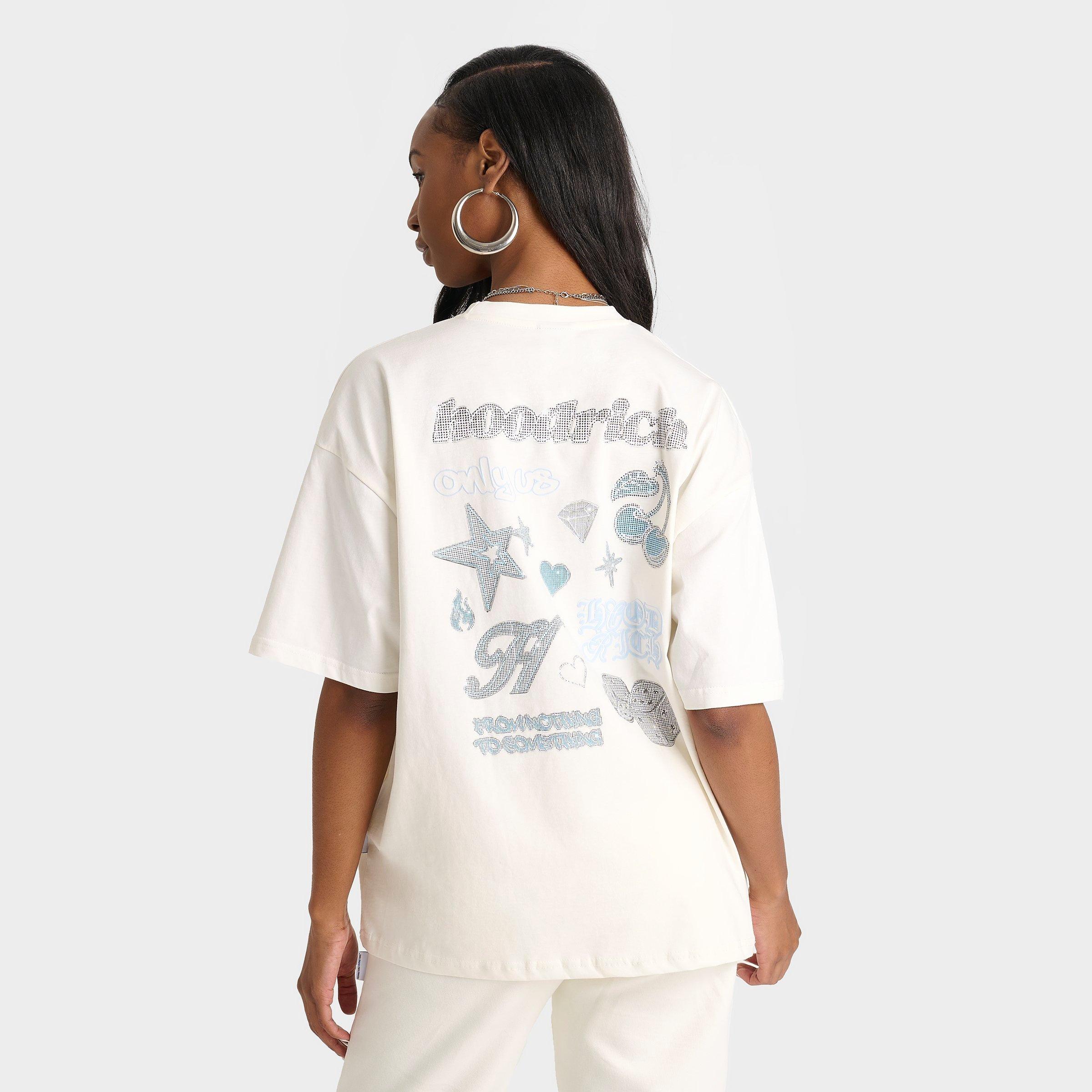 Hoodrich Women's Jewel Boyfriend T-Shirt in White/Cream Size Small