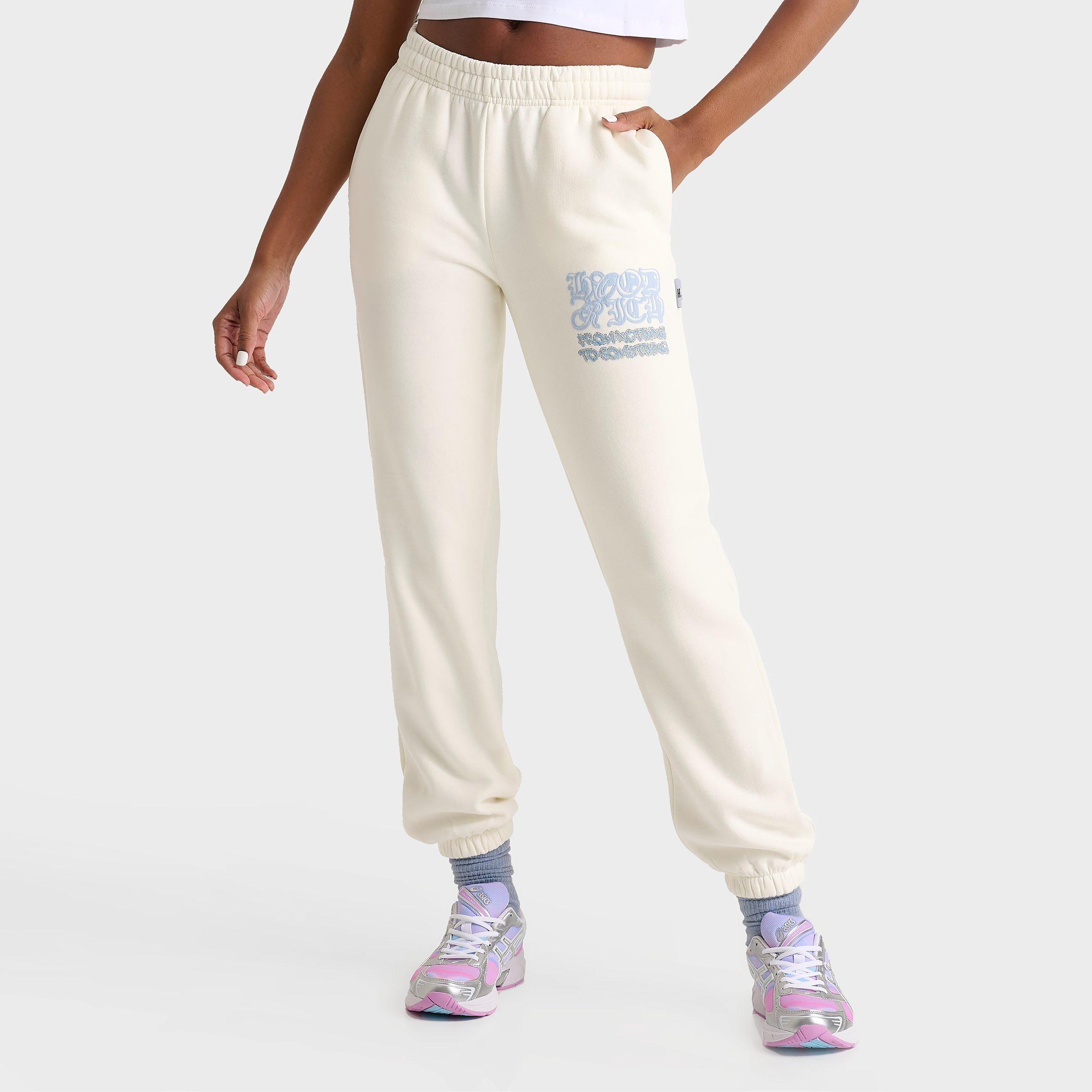 Hoodrich Women's Jewel Jogger Pants in Off-White/Cream Size Small Fleece