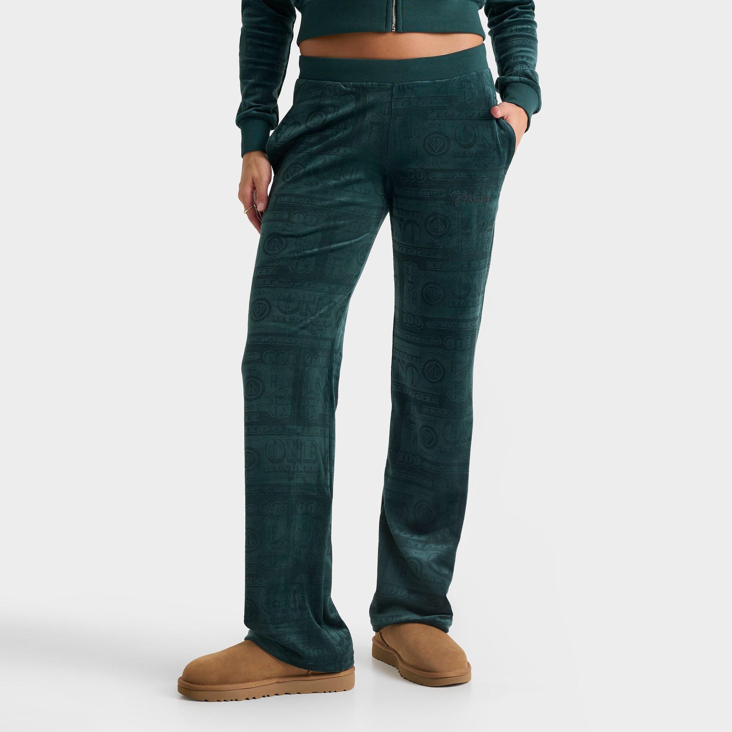 Hoodrich Women's Money Allover Print Velour Jogger Pants in Ponderosa Pine Size: