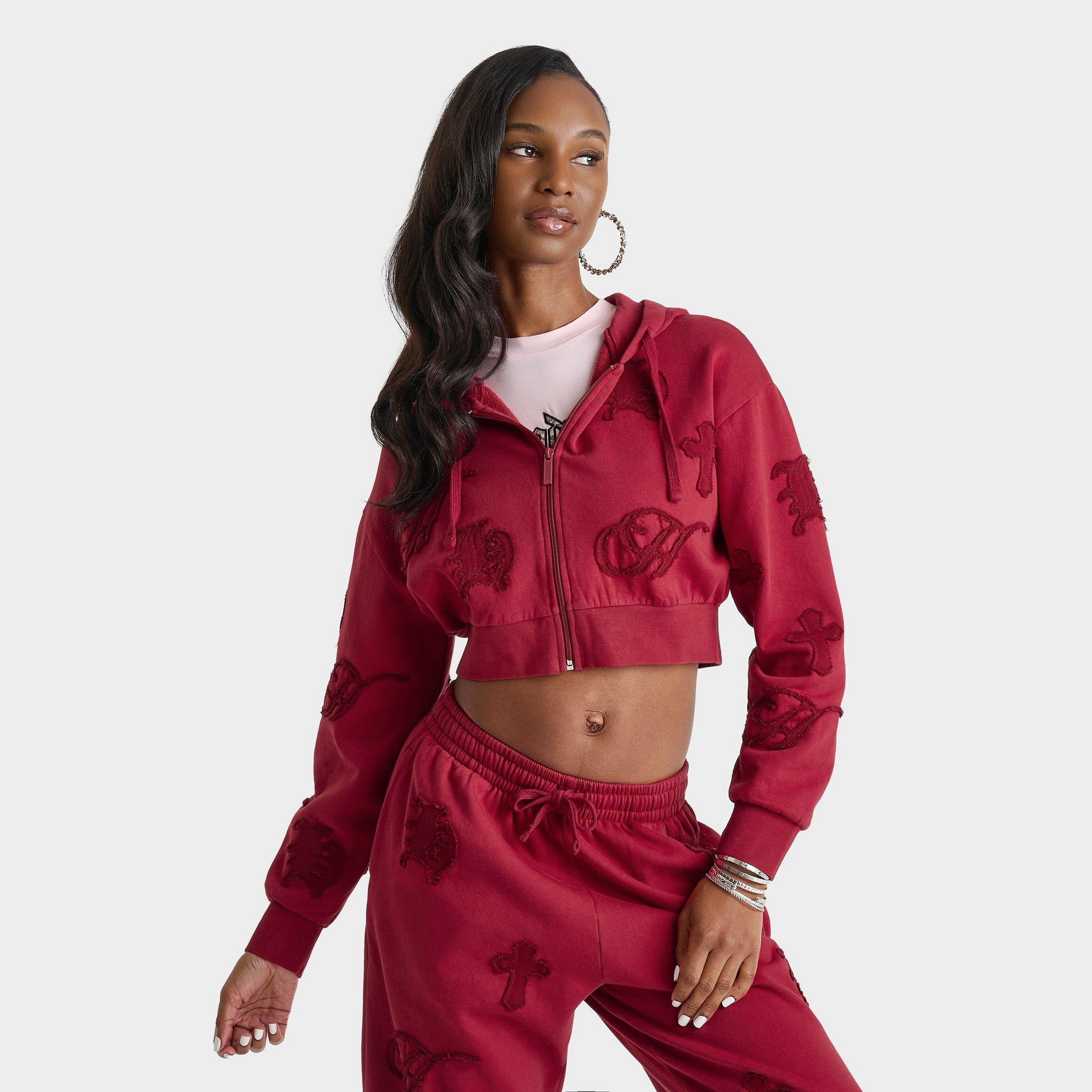 Hoodrich Women's Mist Crop Full-zip Hoodie In Red