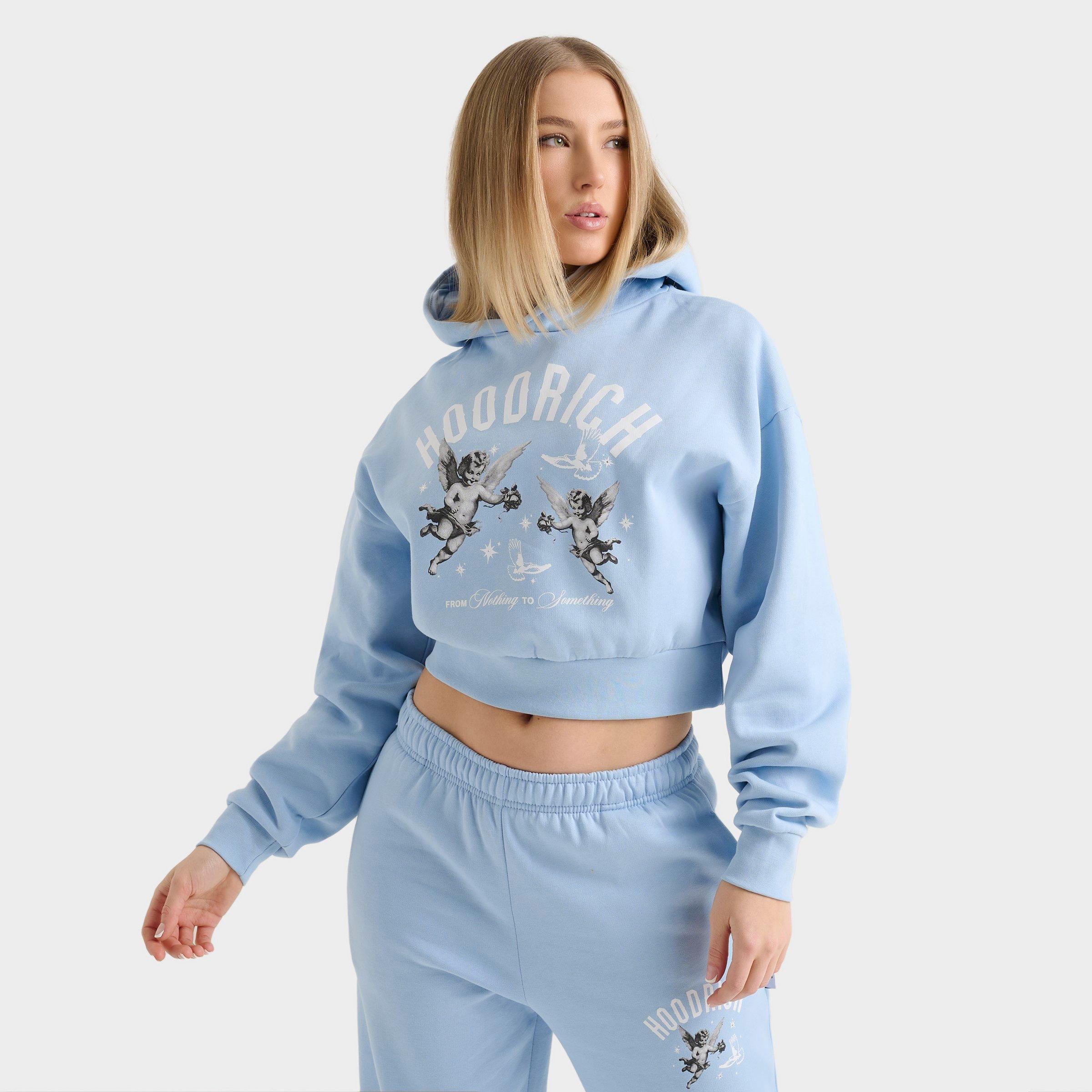 Hoodrich Women's Grace Boxy Hoodie in Blue/Clear Sky Size Small Fleece