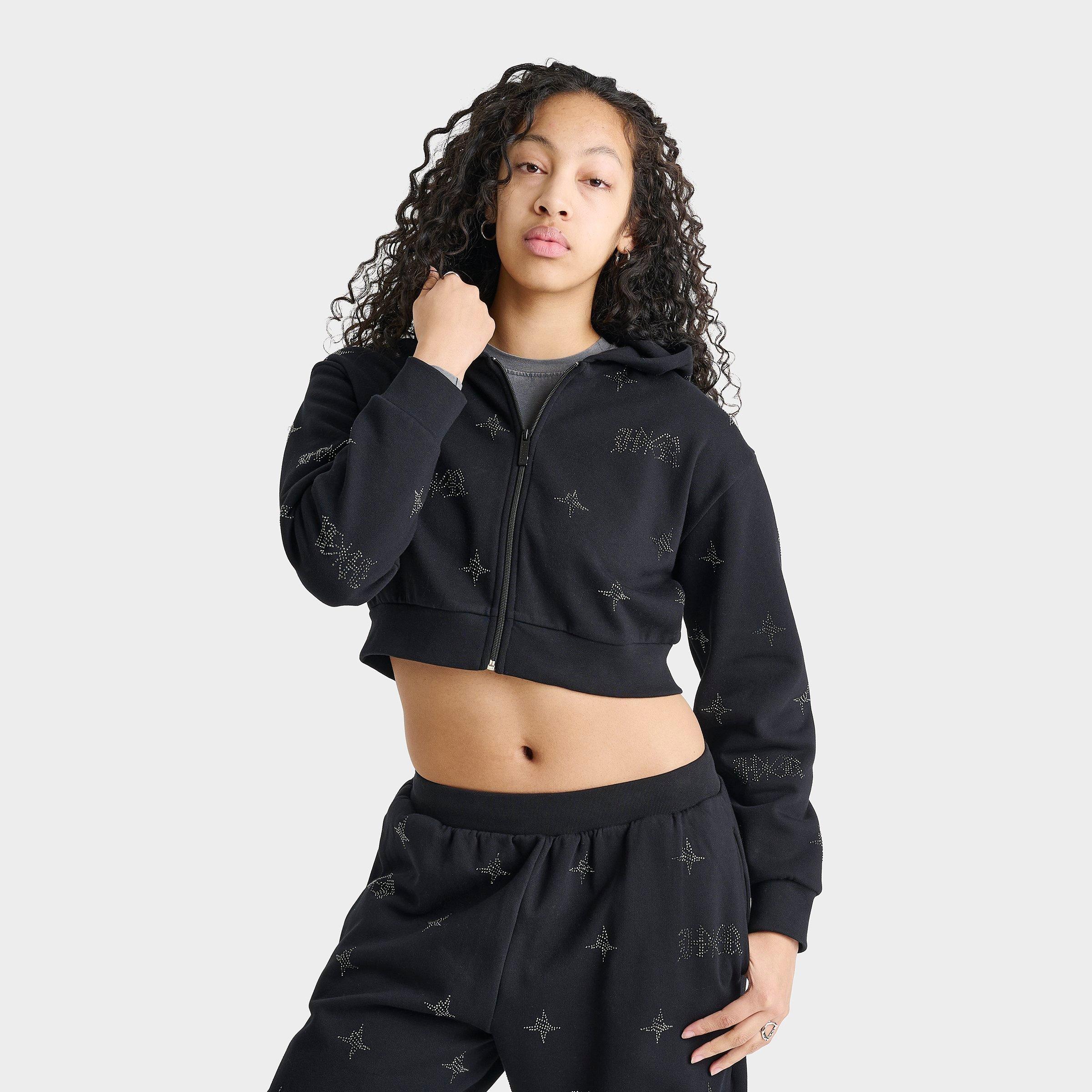 Hoodrich Women's Razor Rhinestone Cropped Full-Zip Hoodie