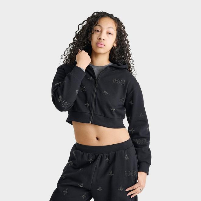Women's Hoodrich Razor Rhinestone Cropped Full-Zip Hoodie