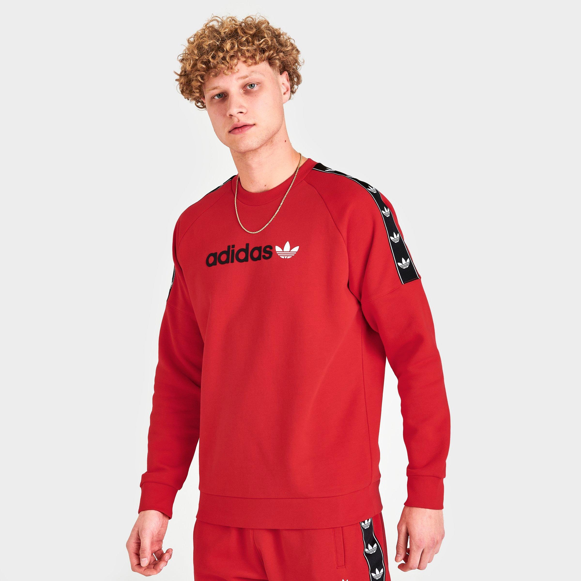Mejor Abuso Botánica Adidas Originals Adidas Men's Originals Tape Fleece Crewneck Sweatshirt In  Vivid Red | ModeSens