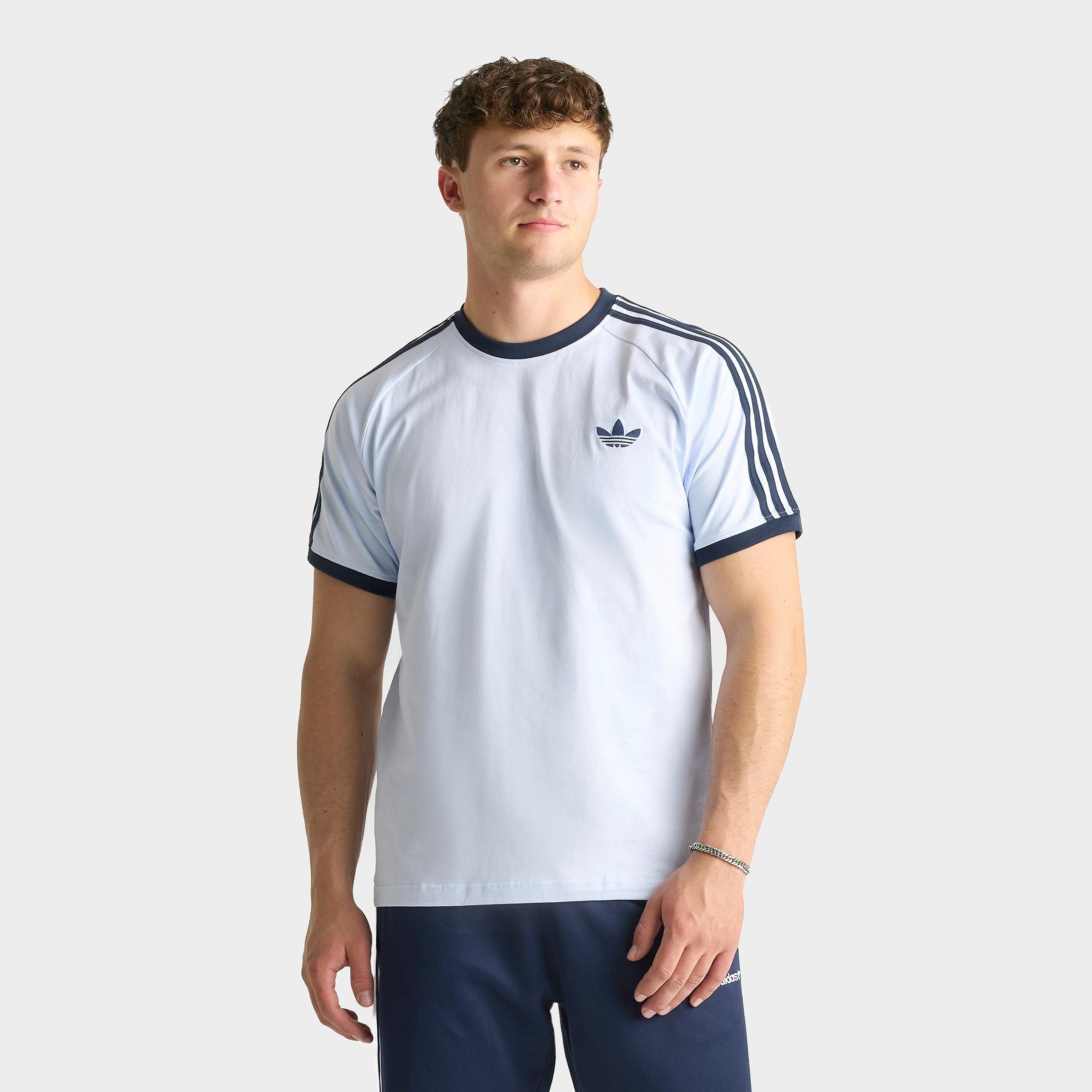 adidas Men's Originals Cali T-Shirt in Crystal Sky/Navy Size: Medium