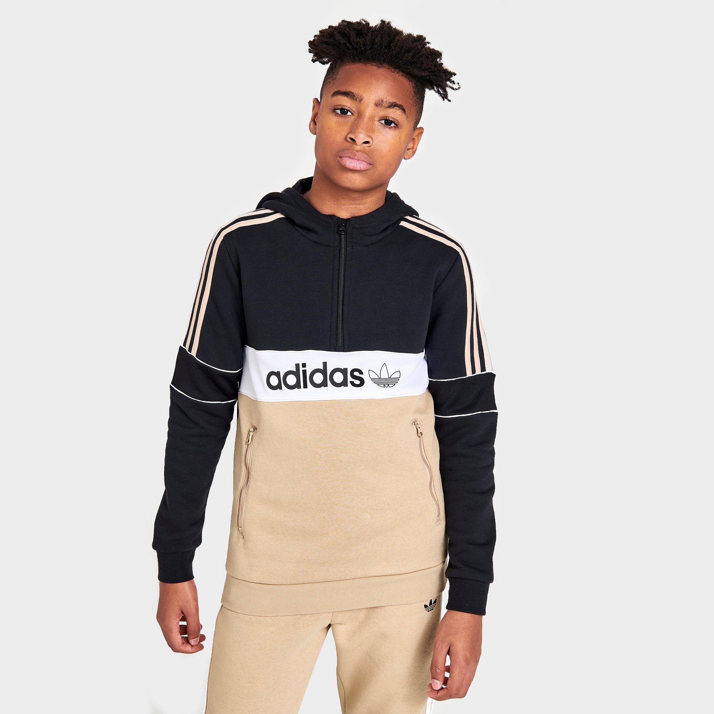 Adidas Originals Adidas Kids Originals Itasca Half zip Hoodie In Black magic Beige ModeSens