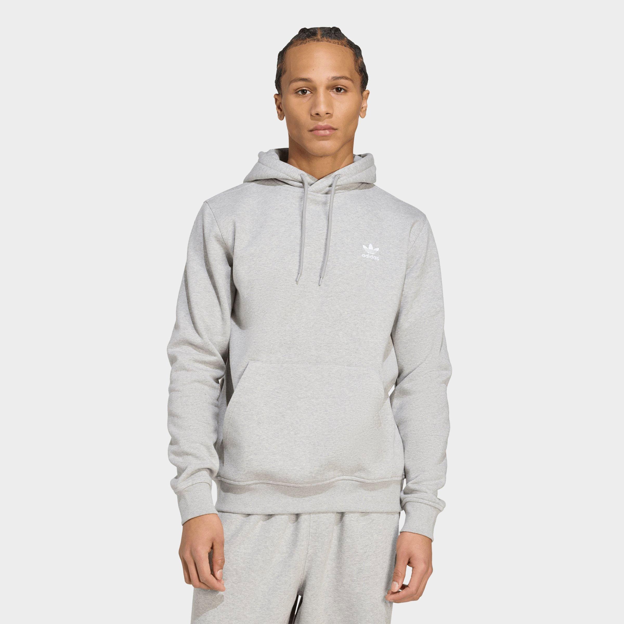 adidas Men's Originals Trefoil Essentials Hoodie in Medium Grey Heather/White/ Size: Small