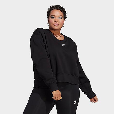 Shop Adidas Originals Adidas Women's Originals Adicolor Essentials Crew Long Sleeve Sweatshirt (plus Size) In Black