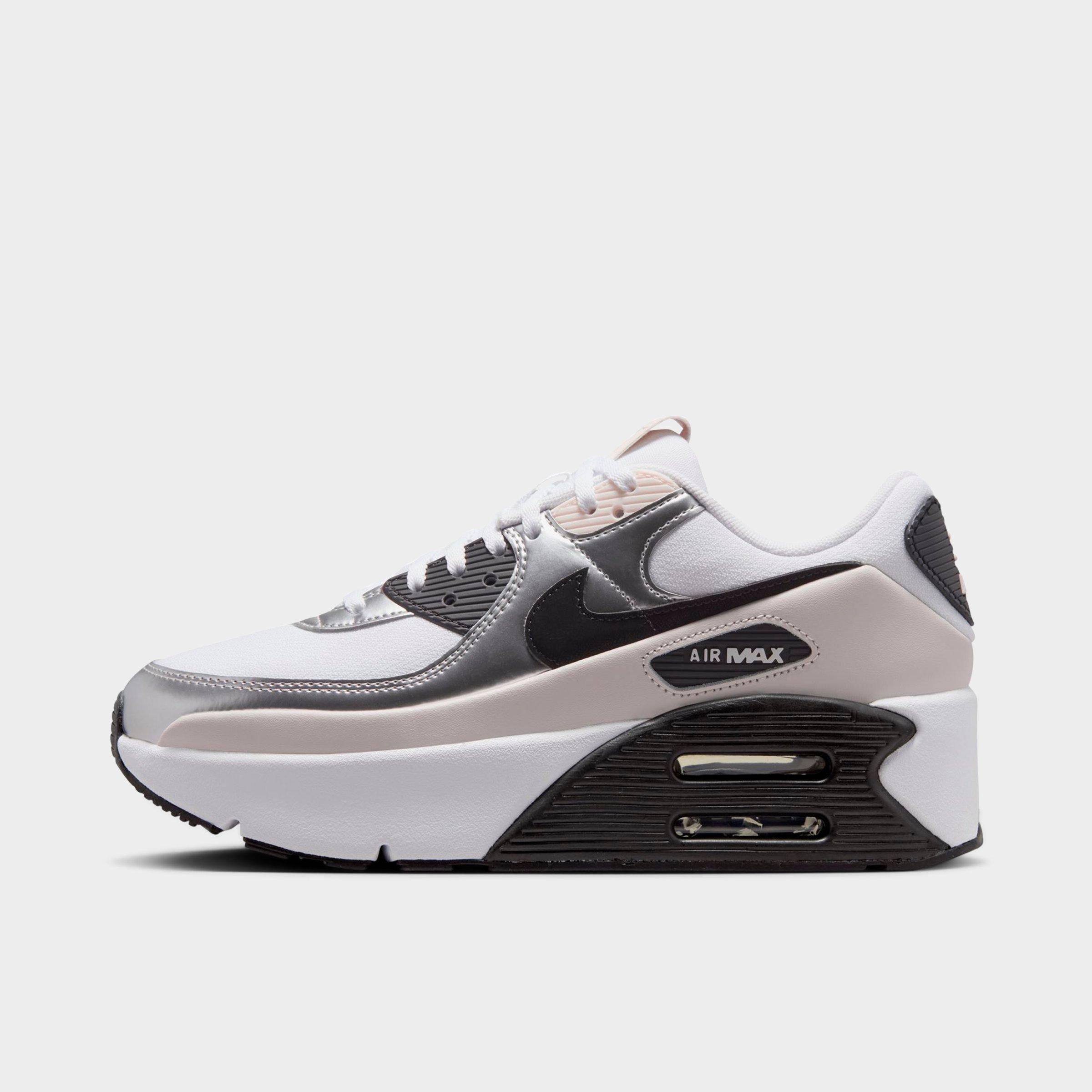 Nike Women's Air Max 90 LV8 Casual Shoes in White/Phantom/Metallic Silver Size: 5.0