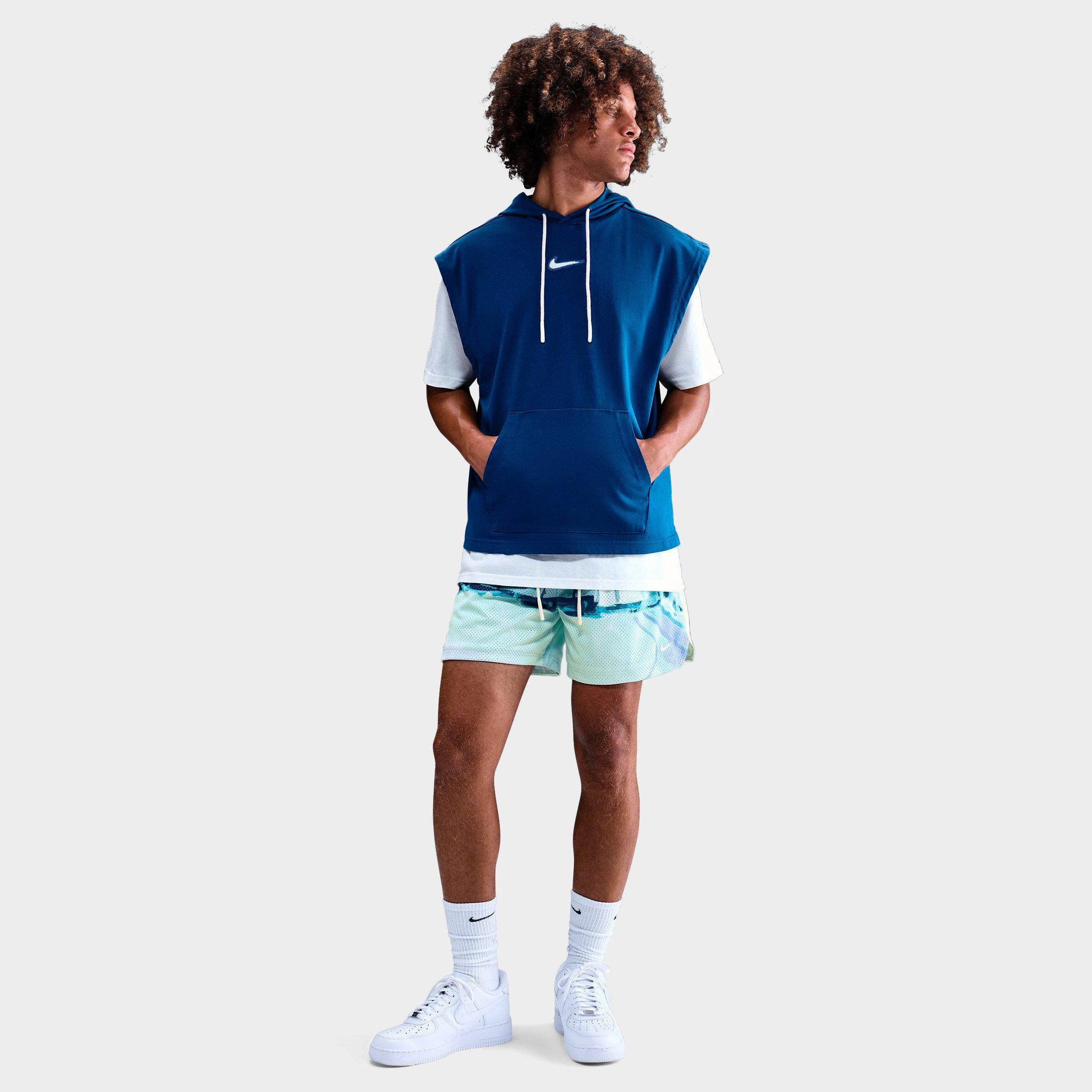 Nike Men's Dri-FIT Allover Print Mesh 5" Basketball Shorts in Malachite/Pale Ivory Size: Small