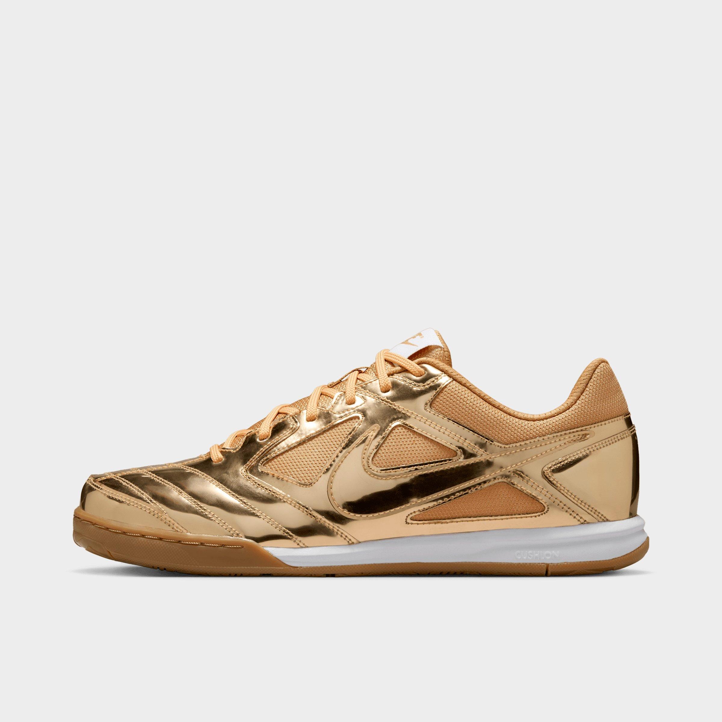 Nike Men's Gato LV8 Casual Shoes in Metallic Gold/White/Gum Light Brown Size: 7.0