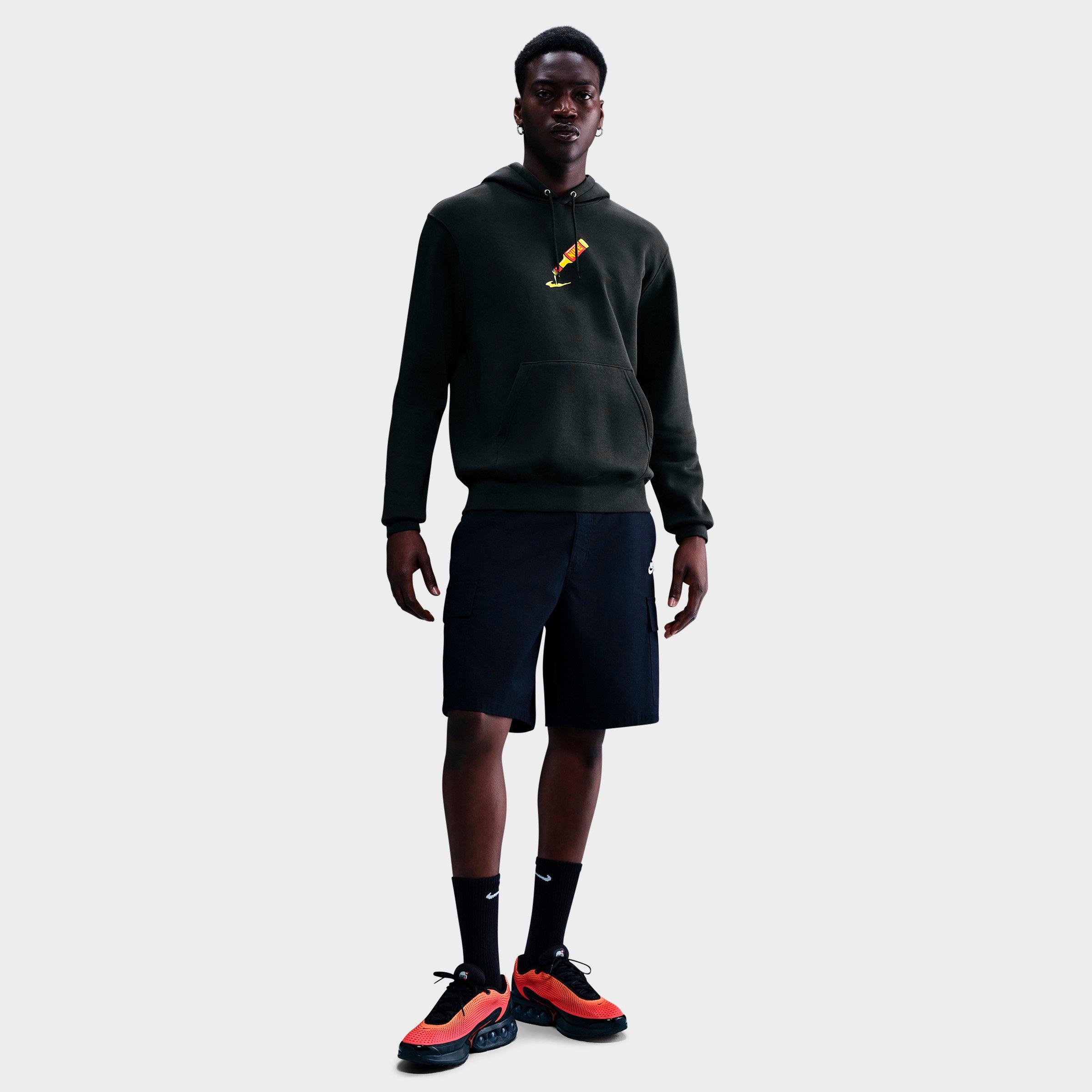 Nike Men's Sportswear Club Sole Food Fleece Pullover Hoodie in Off Noir Size: XS