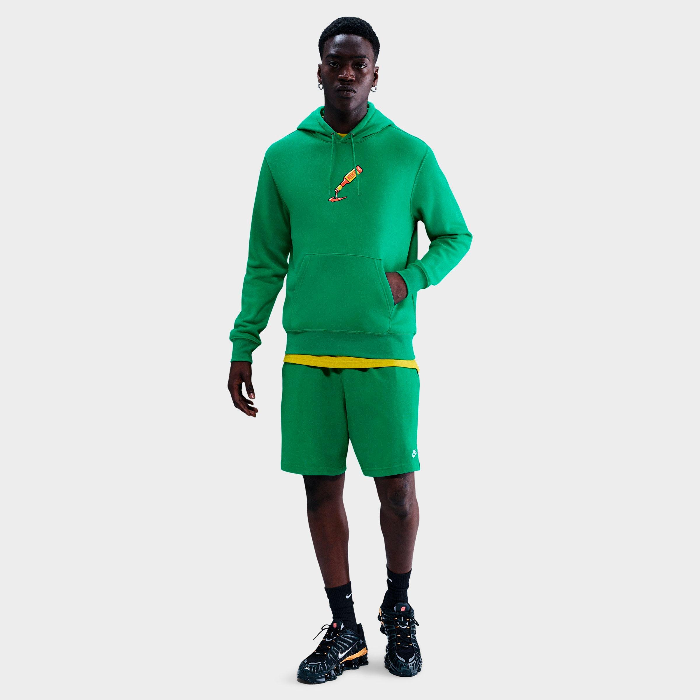Nike Men's Sportswear Club Sole Food Fleece Pullover Hoodie in Stadium Green Size: XS