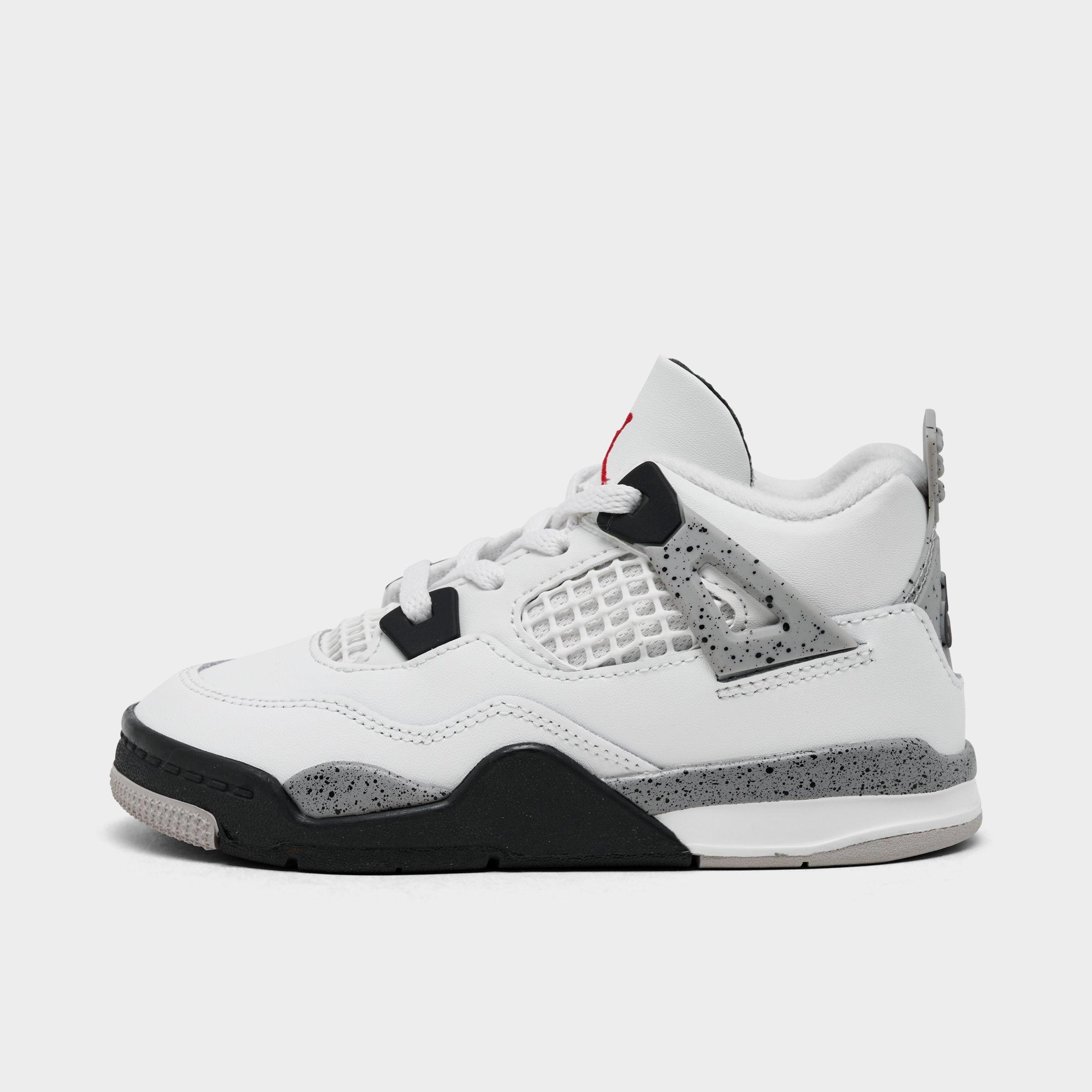 Jordan Kids Toddler Air Retro 4 Basketball Shoes in Summit White/Fire Red/Cement Grey Size: 4.0