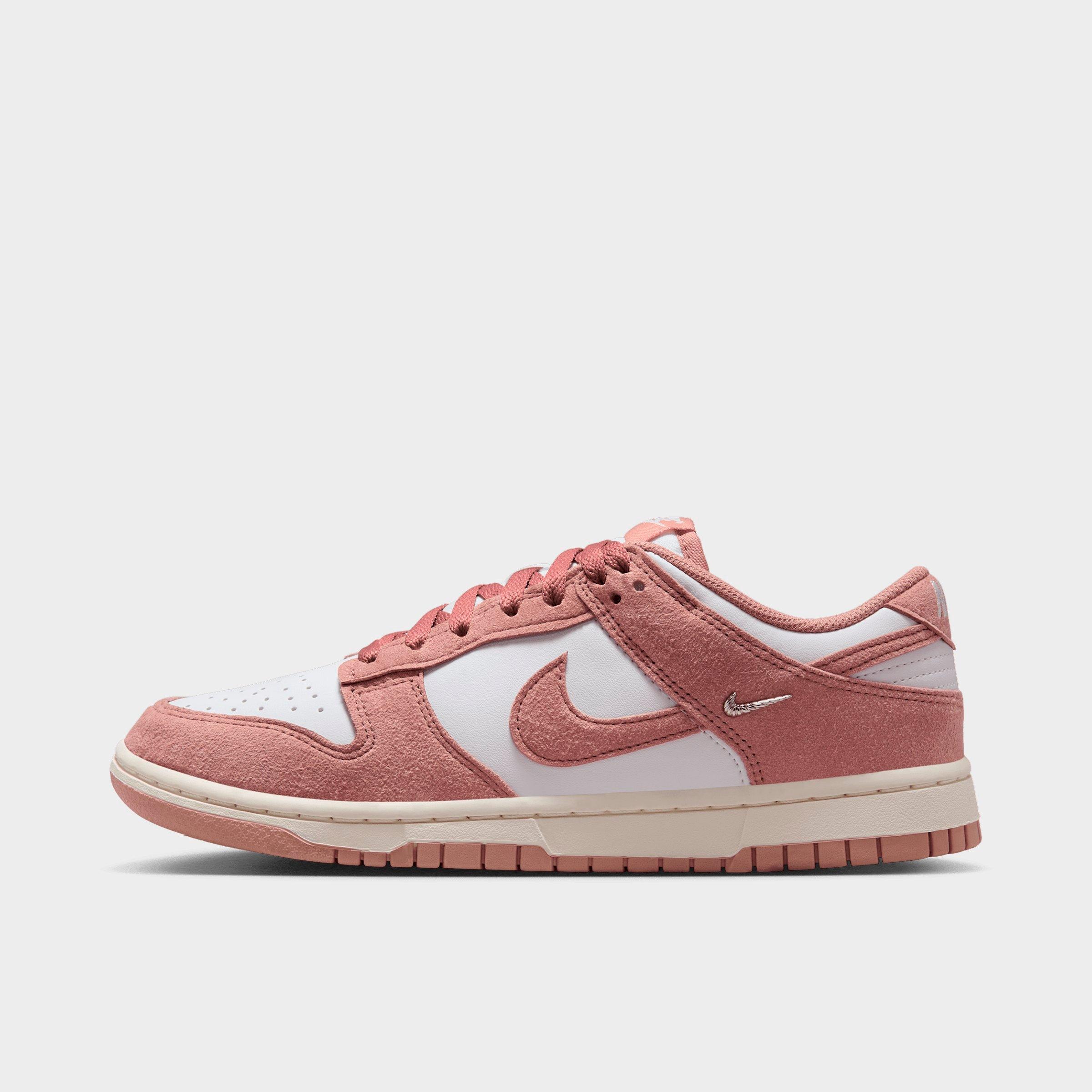 Nike Women's Dunk Low Mini Swoosh Casual Shoes in White/Sail/Metallic Silver Size: 5.0