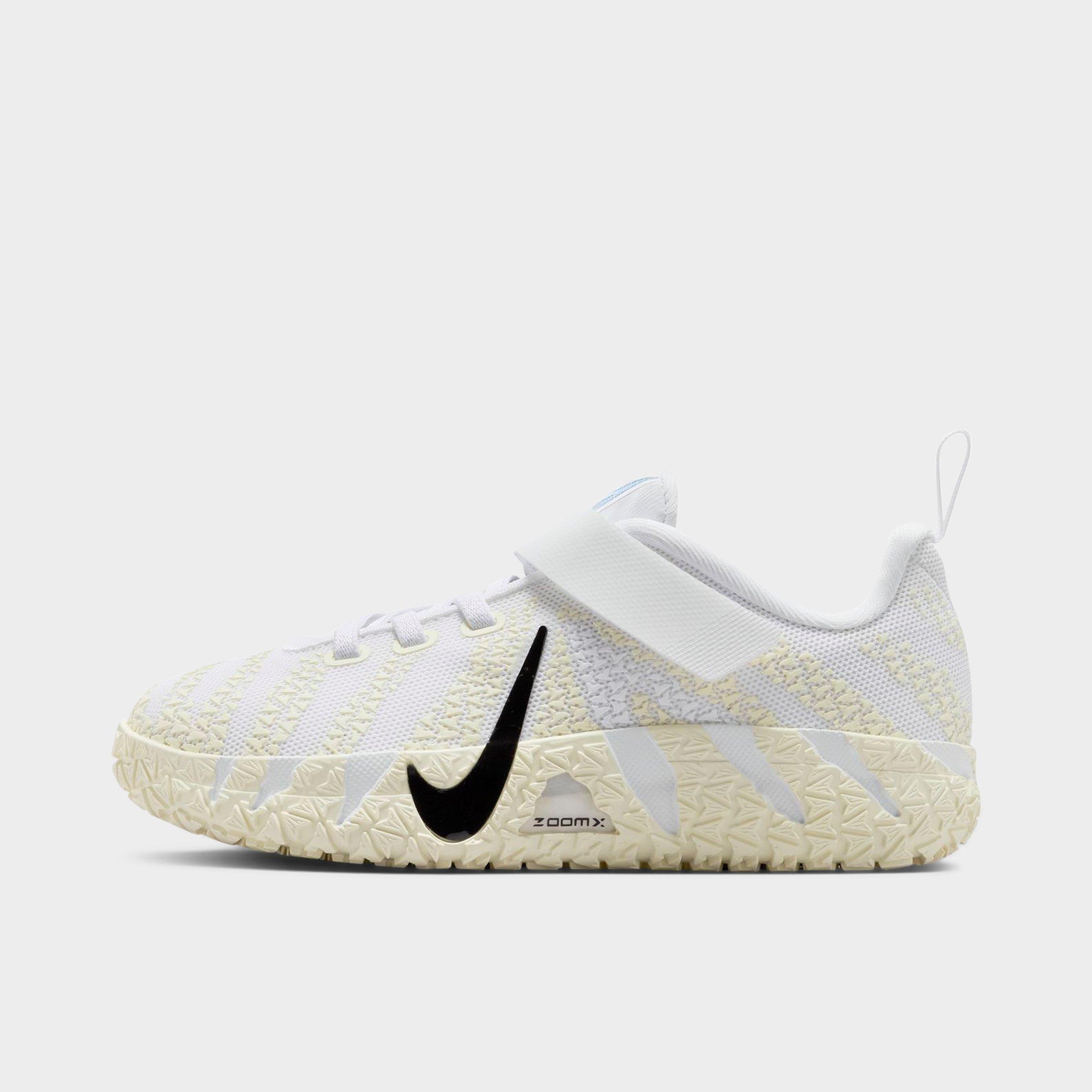 Nike Little Kids Ja 3 Stretch Lace Basketball Shoes in White/Coconut Milk/Desert Khaki Size: 1.5