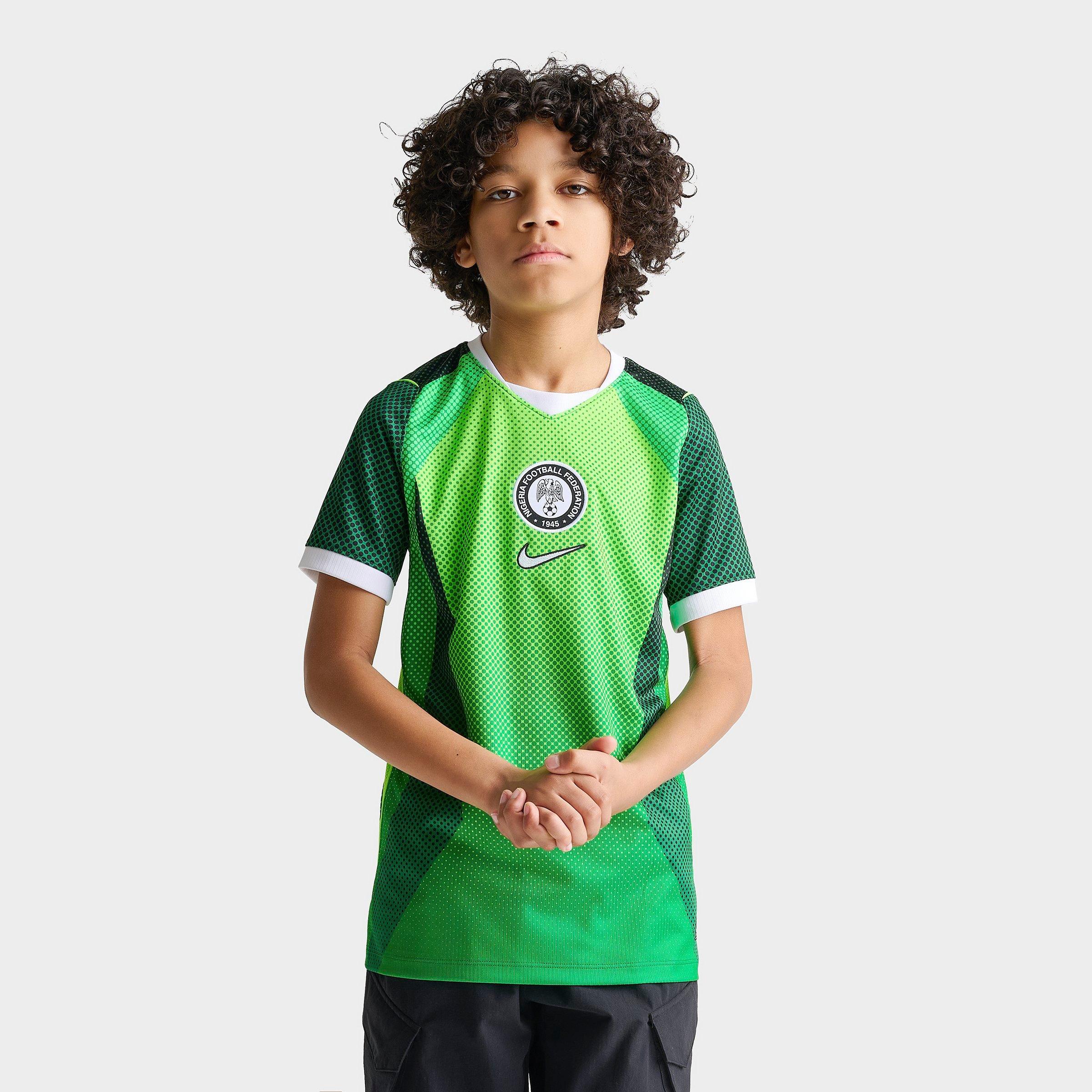 Nike Big Kids Nigeria 26 Stadium Home Dri-FIT Replica Soccer Jersey in Pine Green/Electric Green/White Size: Small