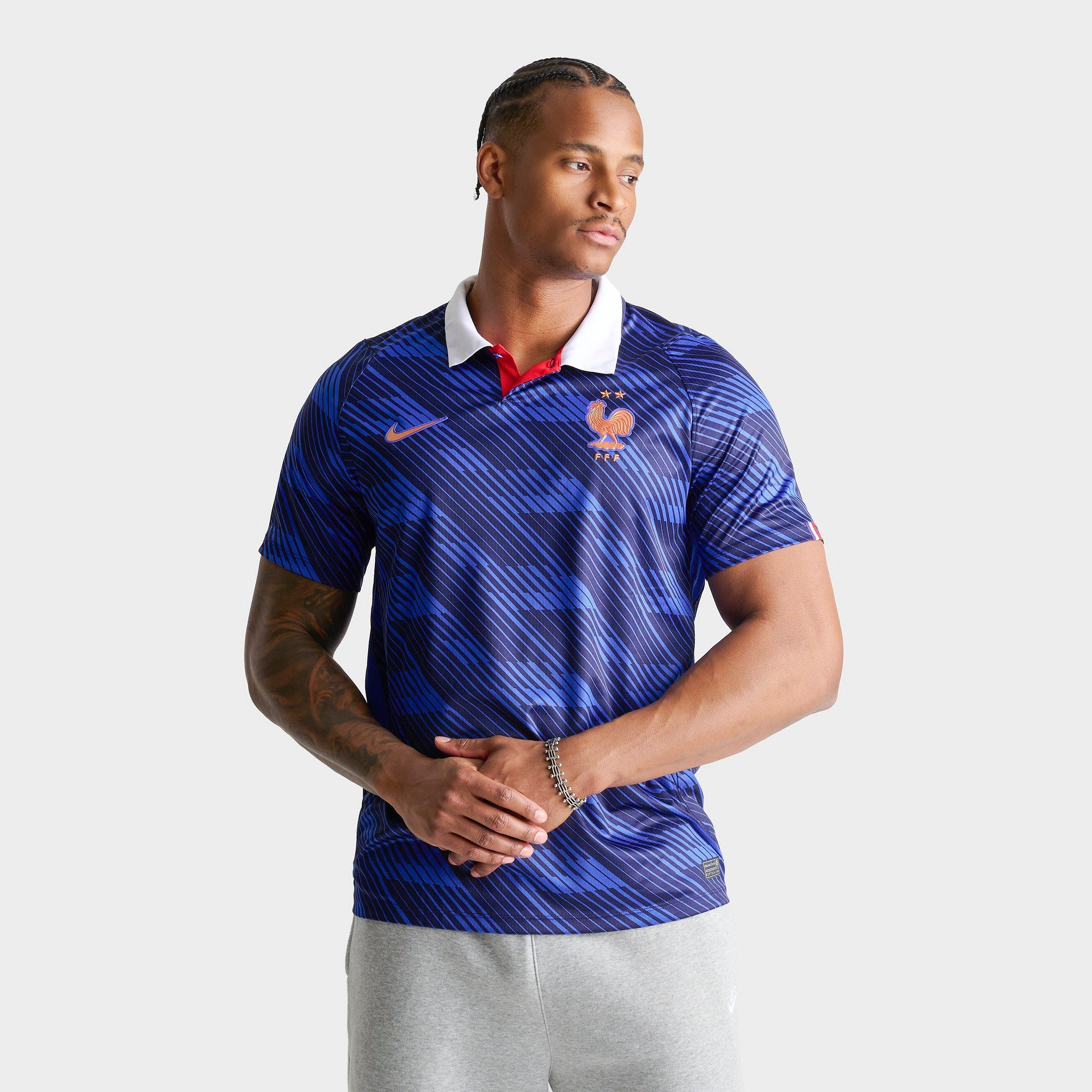 Nike Men's France 2026 Stadium Home Dri-FIT Replica Soccer Jersey in Game Royal/Metallic Copper Size: Small