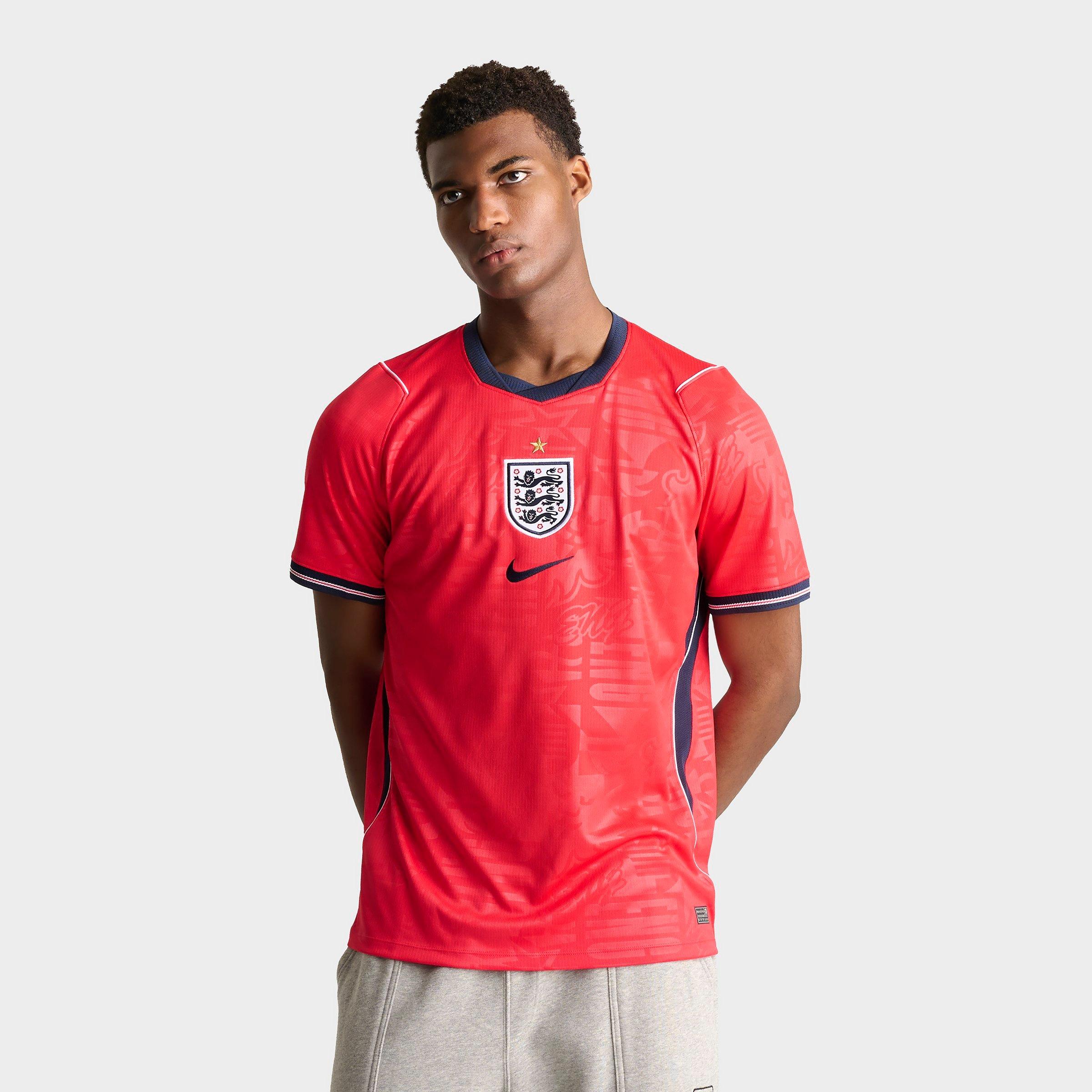 Nike Men's England 2026 Stadium Away Dri-FIT Replica Soccer Jersey in Speed Red/Obsidian/White Size: Small