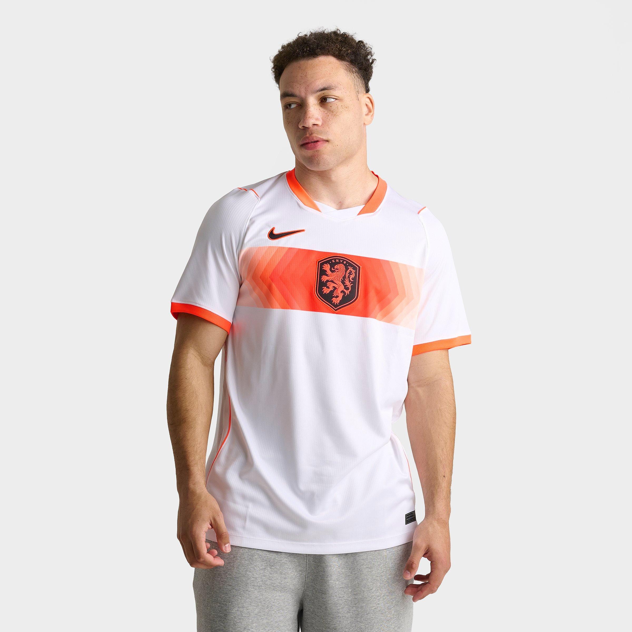 Nike Men's Netherlands 2026 Stadium Away Dri-FIT Replica Soccer Jersey in White/Hyper Crimson/Black Size: Small