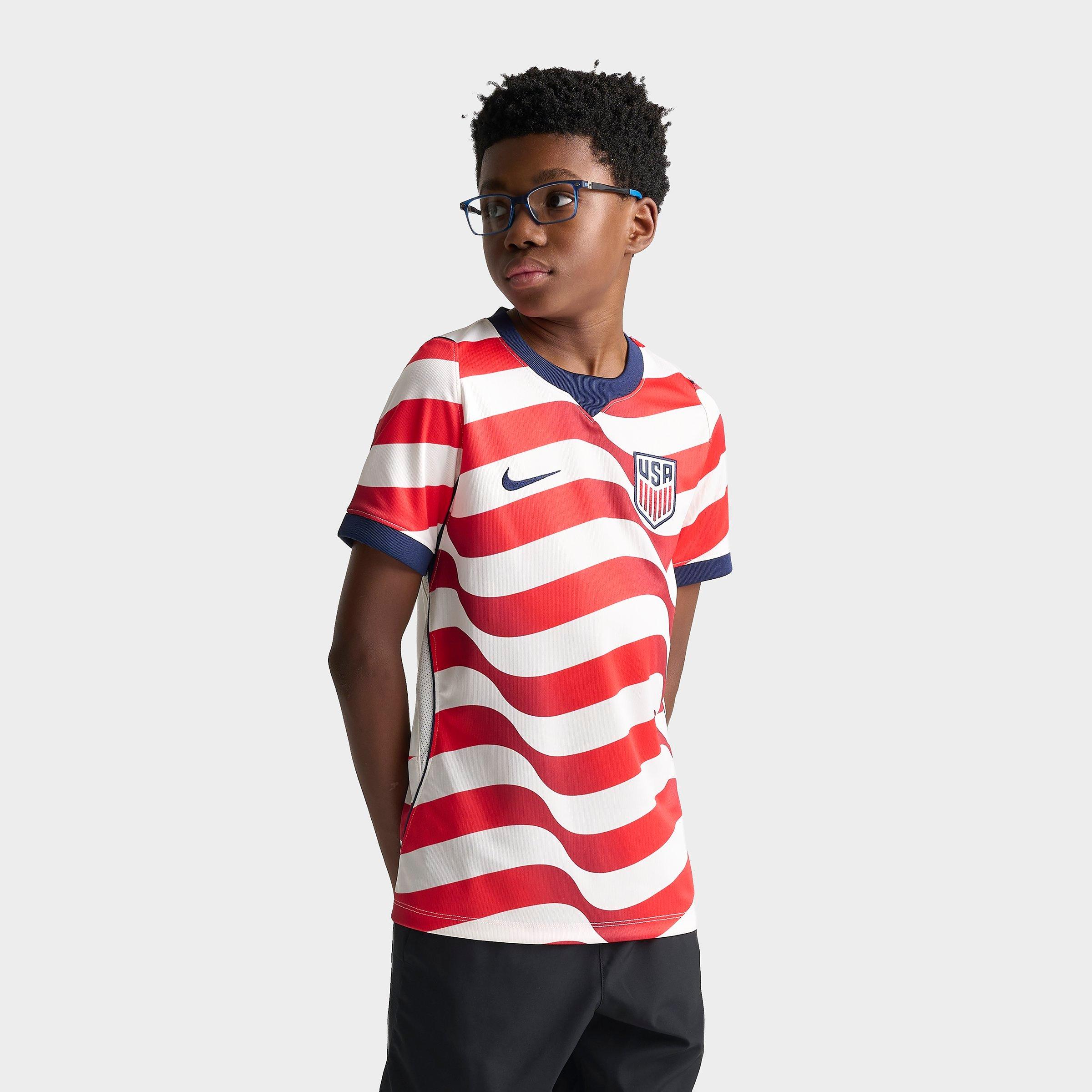 Nike Big Kids USA 26 Stadium Home Dri-FIT Replica Soccer Jersey in Sail/Midnight Navy Size: Small